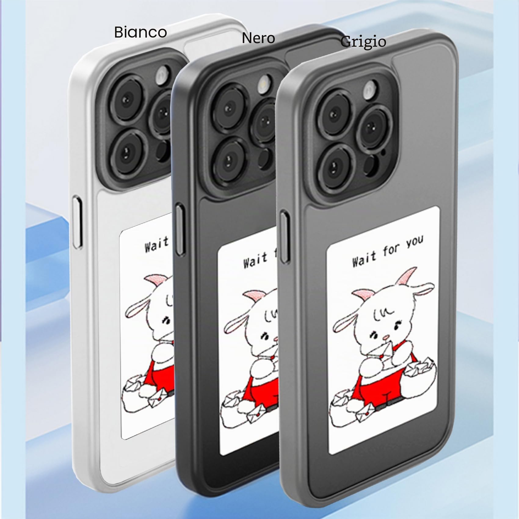 Custodia protettiva per smartphone con schermo a inchiostro per iPhone 13/14 da 6,1 pollici, supporta visualizzazione 3,5 foto sulla custodia, nero