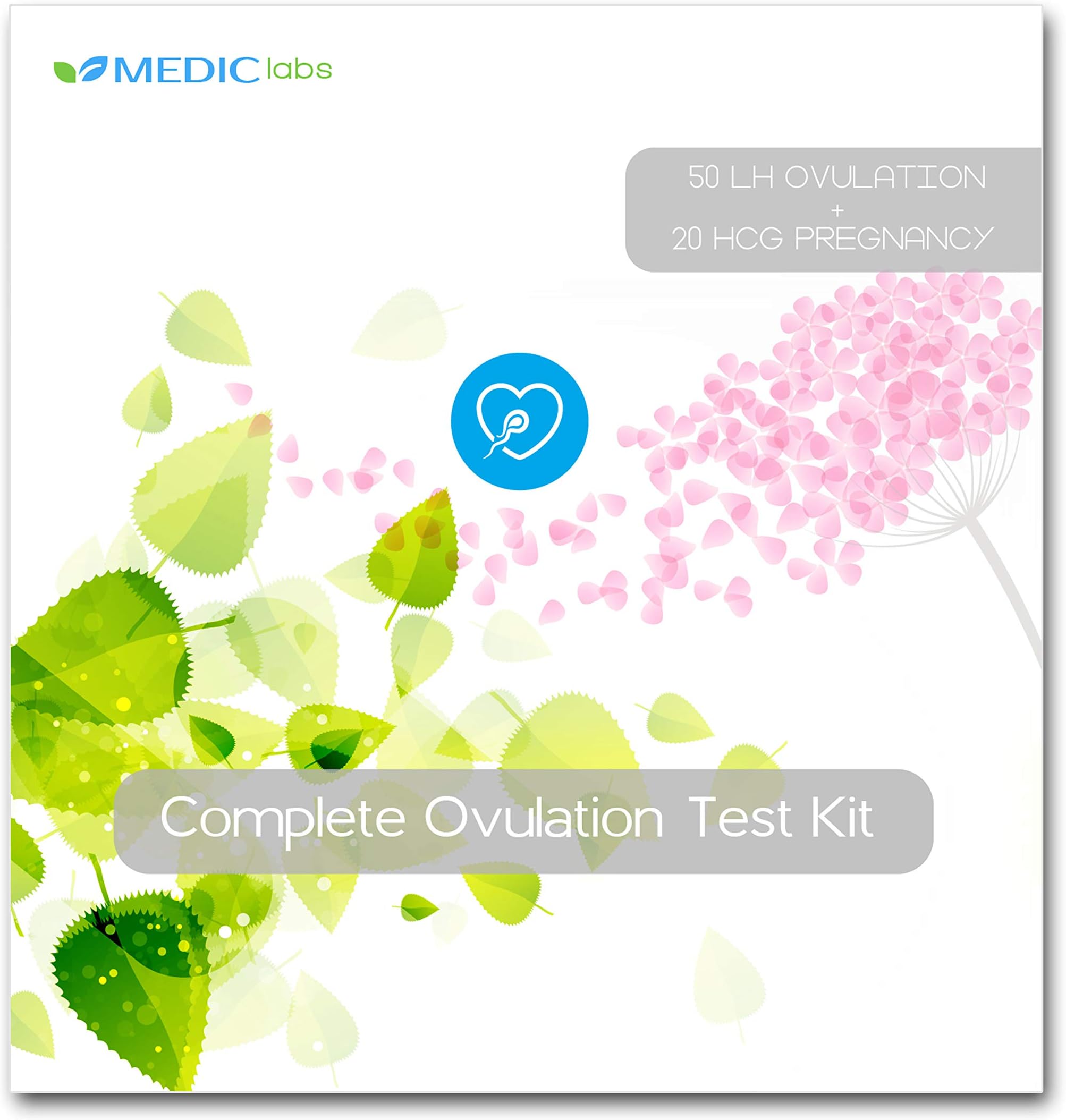 Medic Labs 50 Ovulation Test Strips and 20 Pregancy Test Strips - Complete Fertility Testing Kit (50 LH + 20 hCG)