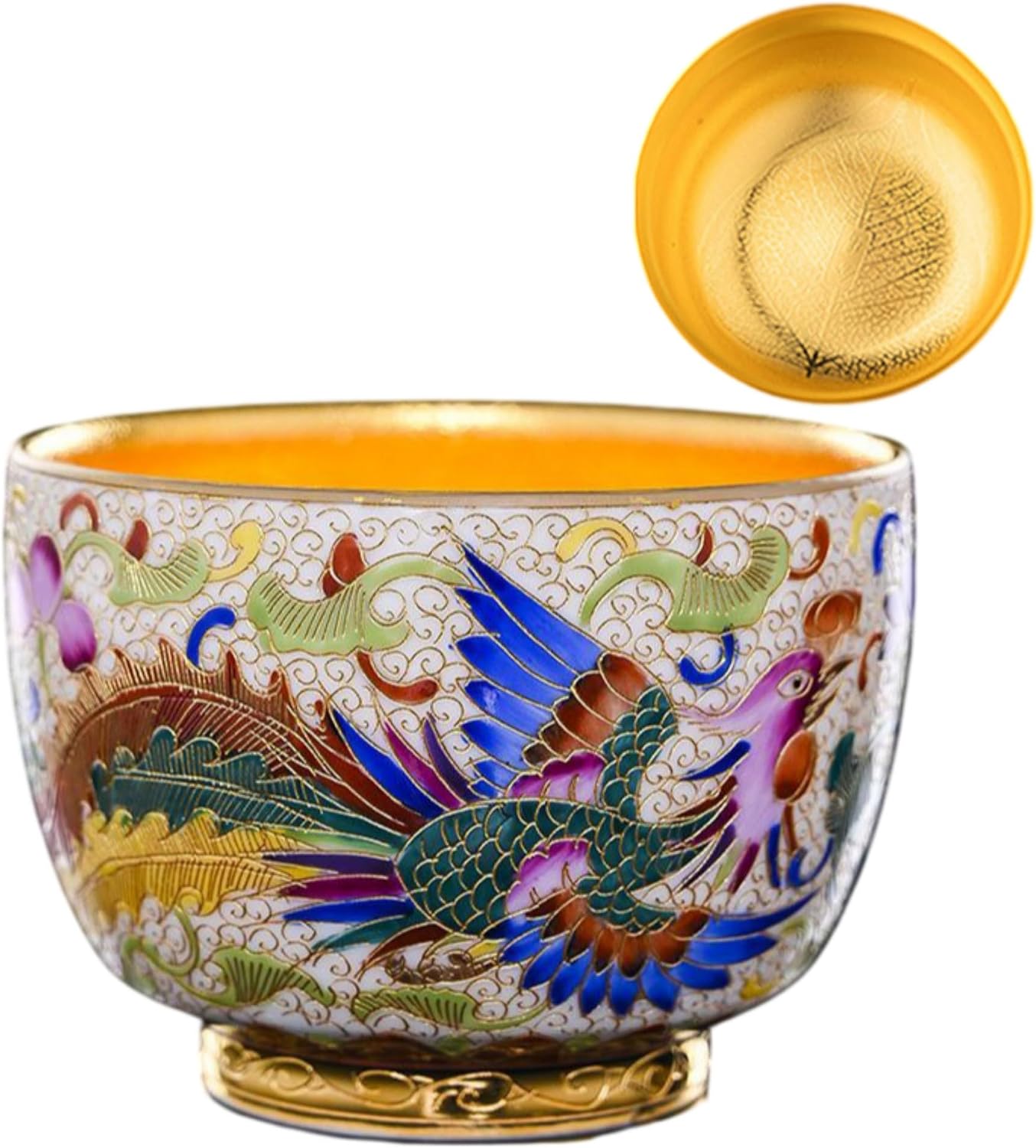 200mL以下-掐丝珐琅杯-瑞凤-金内胆 Glass Tea Cup,Ceramic cup Set,Zi Sha Tea Cup,Ceramic Teapot,Purple Clay Tea 龙凤金主人杯大师手工鎏 Ceramic Coffee Mugs Set,Microwave & Dishwasher Safe,Gift for Man and Women