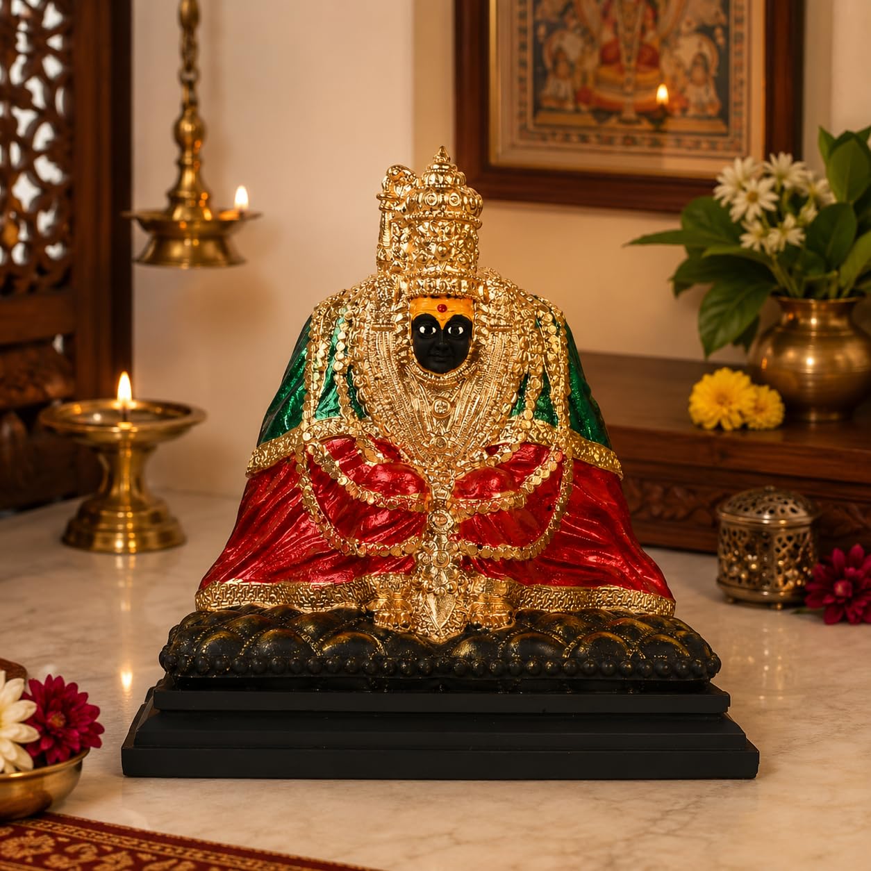 KariGhar Tulja Bhawani Idol Perfect for Car Dashboard and House Warming Multicolor 4 Inch-picture-27