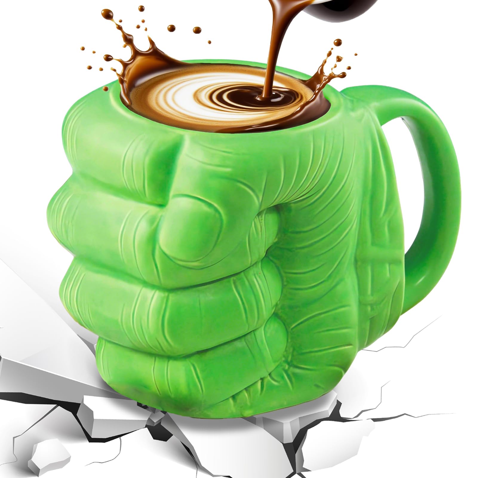 ZONSUSE Superhero Inspired Fist Mug, Oversized Ceramic Coffee Cup with Sculpted Grip Design, Funny Shaped 3D Mugs, Boxed Novelty Gift for Marvel Fans & Collectors on Birthdays, Father's Day, 700ml