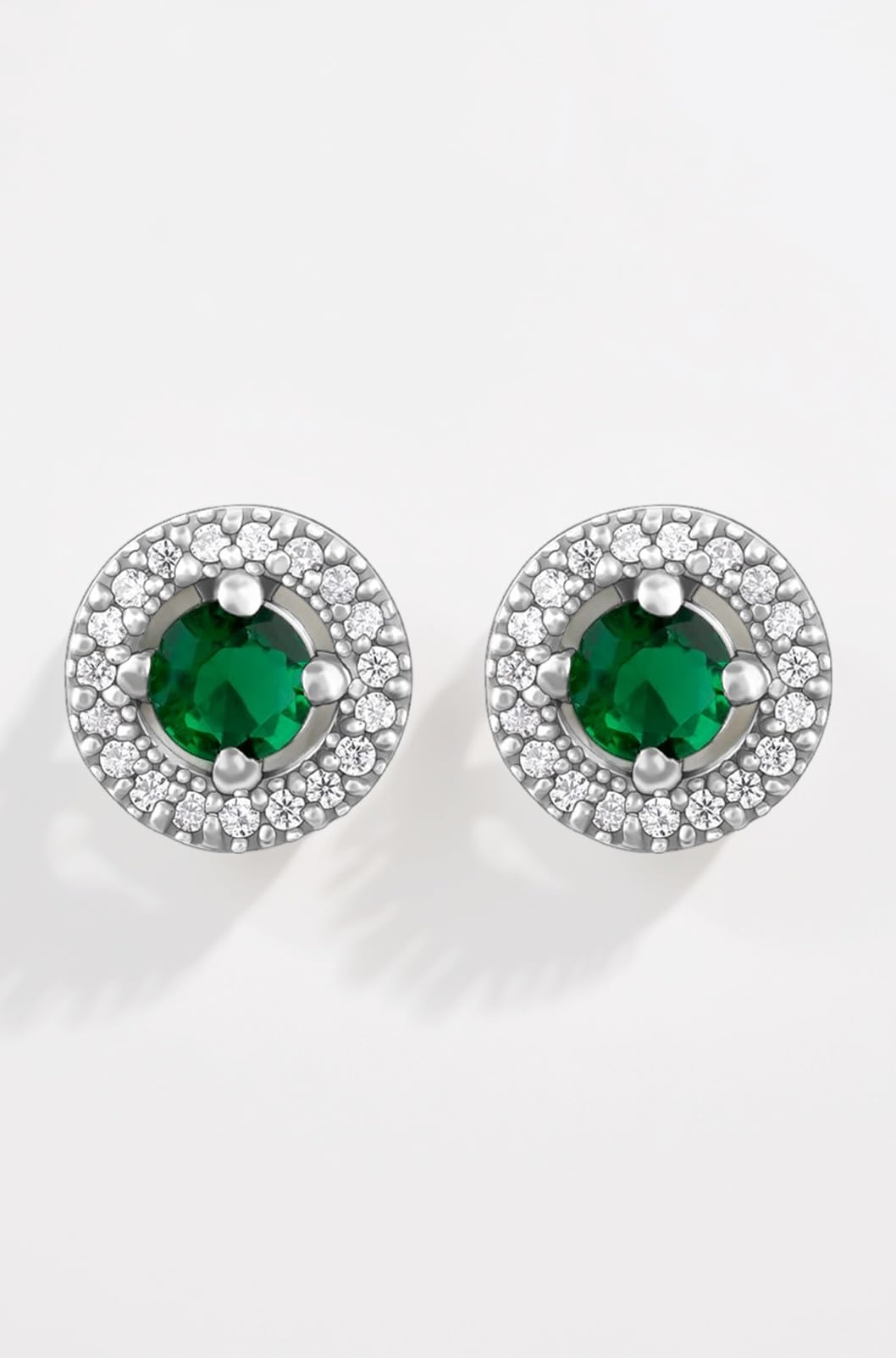 925 Silver Forest Green Shining Halo Studs| studs to Gift Women & Girls | With Certificate of Authenticity and 925 Stamp | 6 Months Warranty