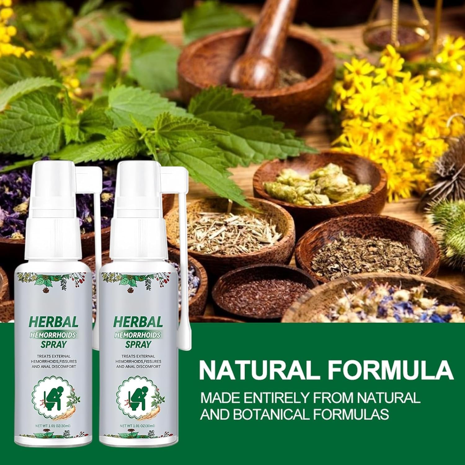 2PC Hémorroïdes Spray,Spray De Traitement Contre Les Hémorroïdes,Skin Therapy Cream, Réduit les Gonflements, Soulage la Douleur et l'inconfort, et Répare les Dommages