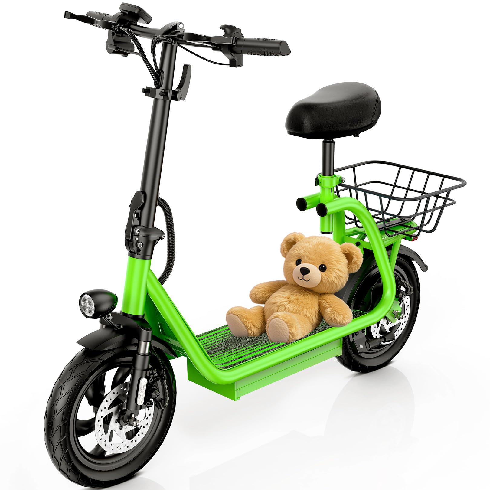 Caroma Peak 1200W Electric Scooter with Seat,30 Miles Range,20Mph Max Speed,12" Tire Foldable Electric Scooter for Adult,265lb Max Load(Green)