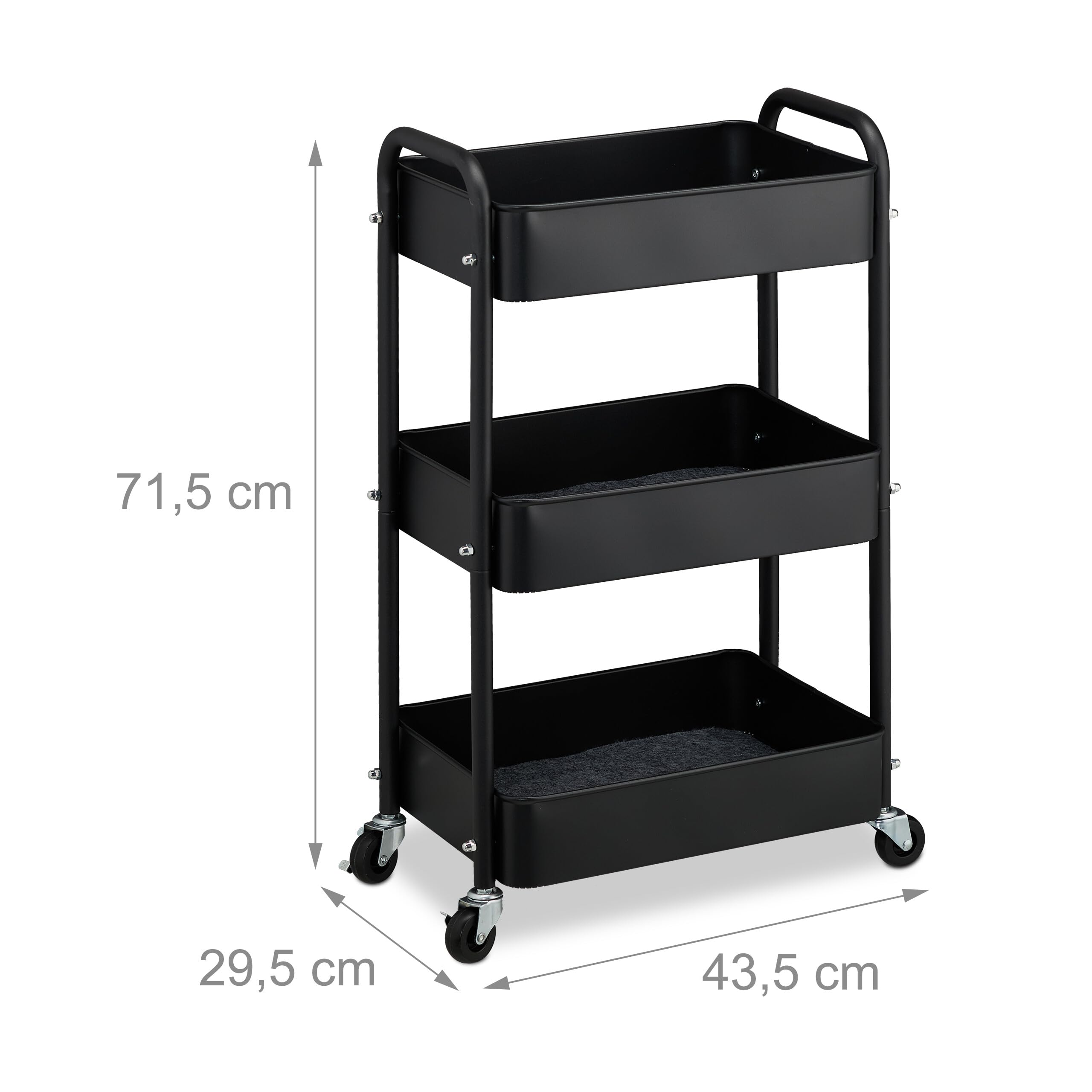 Desserte Roulante Relaxdays 3 Niveaux - Chariot De Cuisine Blanc - Rangement Mobile 71,5x43,5x29,5cm