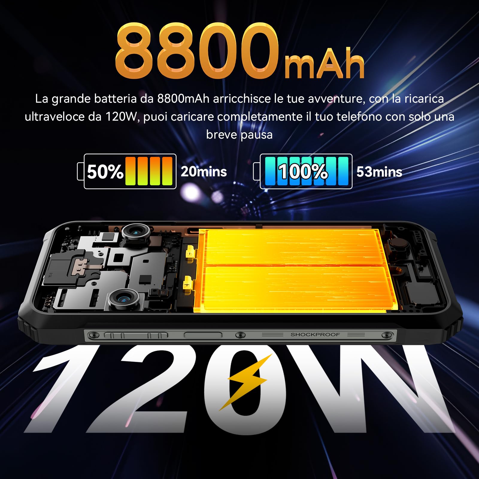 Rugged Smartphone 5G, Blackview BL9000 con Secondario Schermo, 512GB ROM+24GB RAM, Dimensity 8020, 6.78'' FHD+/120Hz, 8800mAh/120W, 50MP+50MP, NFC/Fingerprint/WiFi6/Android 13 Telefono Indistruttibile