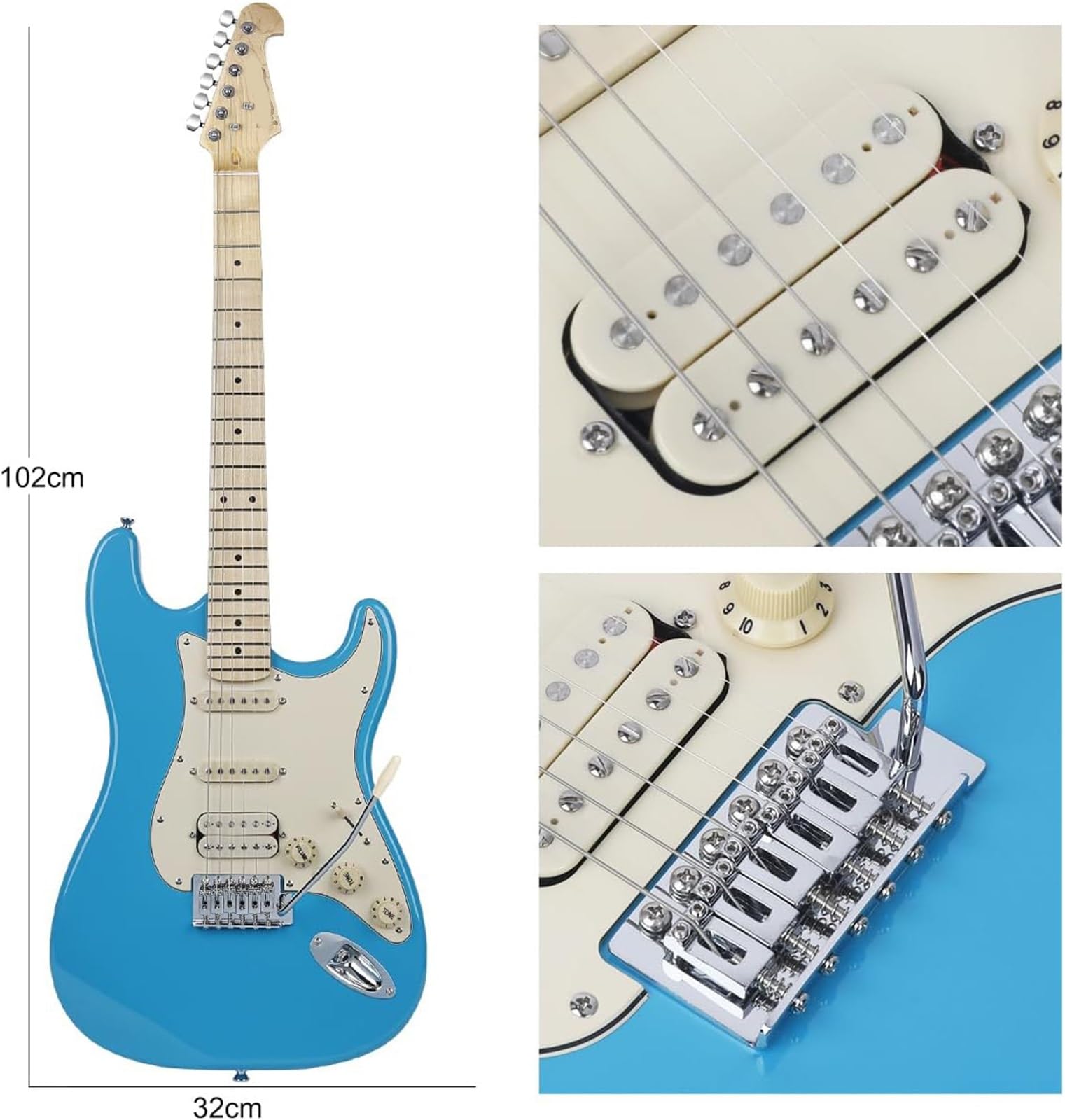 Gitara Elektryczna Zestaw Gitary Elektrycznej Gradient Blue Z Litej Topoli