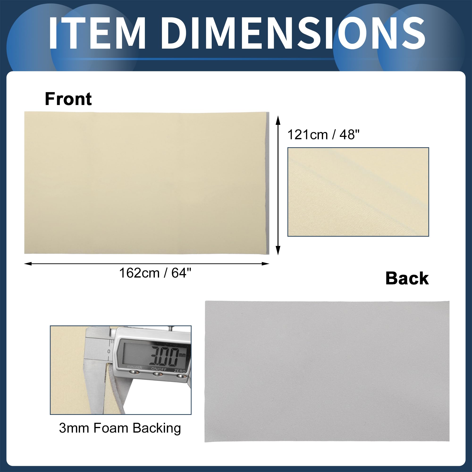 Tela De Techo Beige 1pc Para Coche Camión RV SUV Reparación | Tela De Malla Transpirable Con Espuma 3mm, 64"X48", Para Pickup, Marino, Barco, Recambio Bricolaje Interior Automotriz