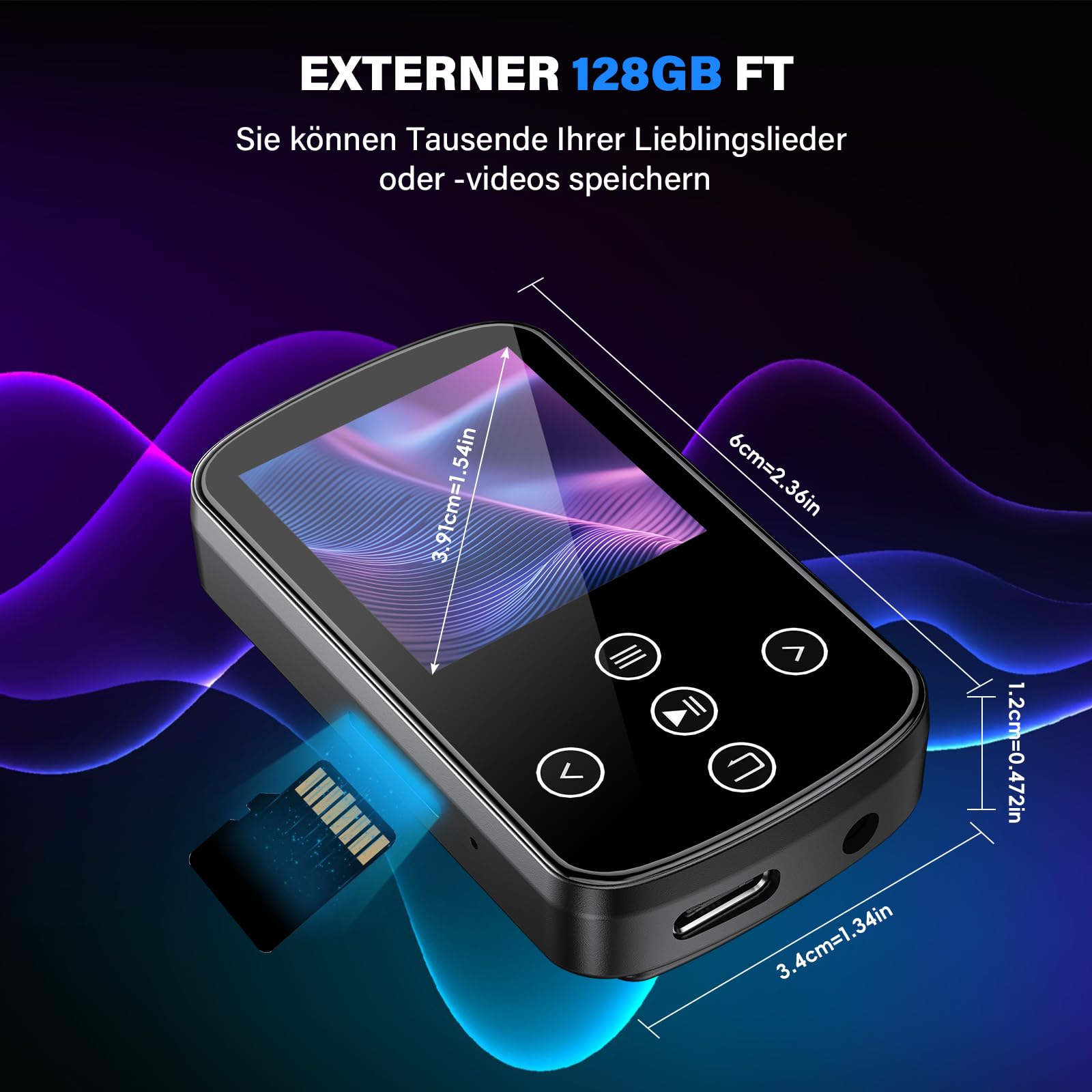 Lettore MP3 Con Bluetooth E Schermo Video – Nero, Portatile E Versatile Per Musica E Filmati