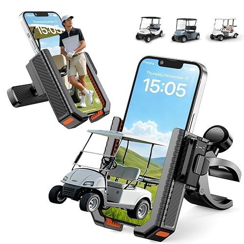 Luraines 2-in-1 Golf Cart Phone Holder Mount [magnetic base&vise clamp]