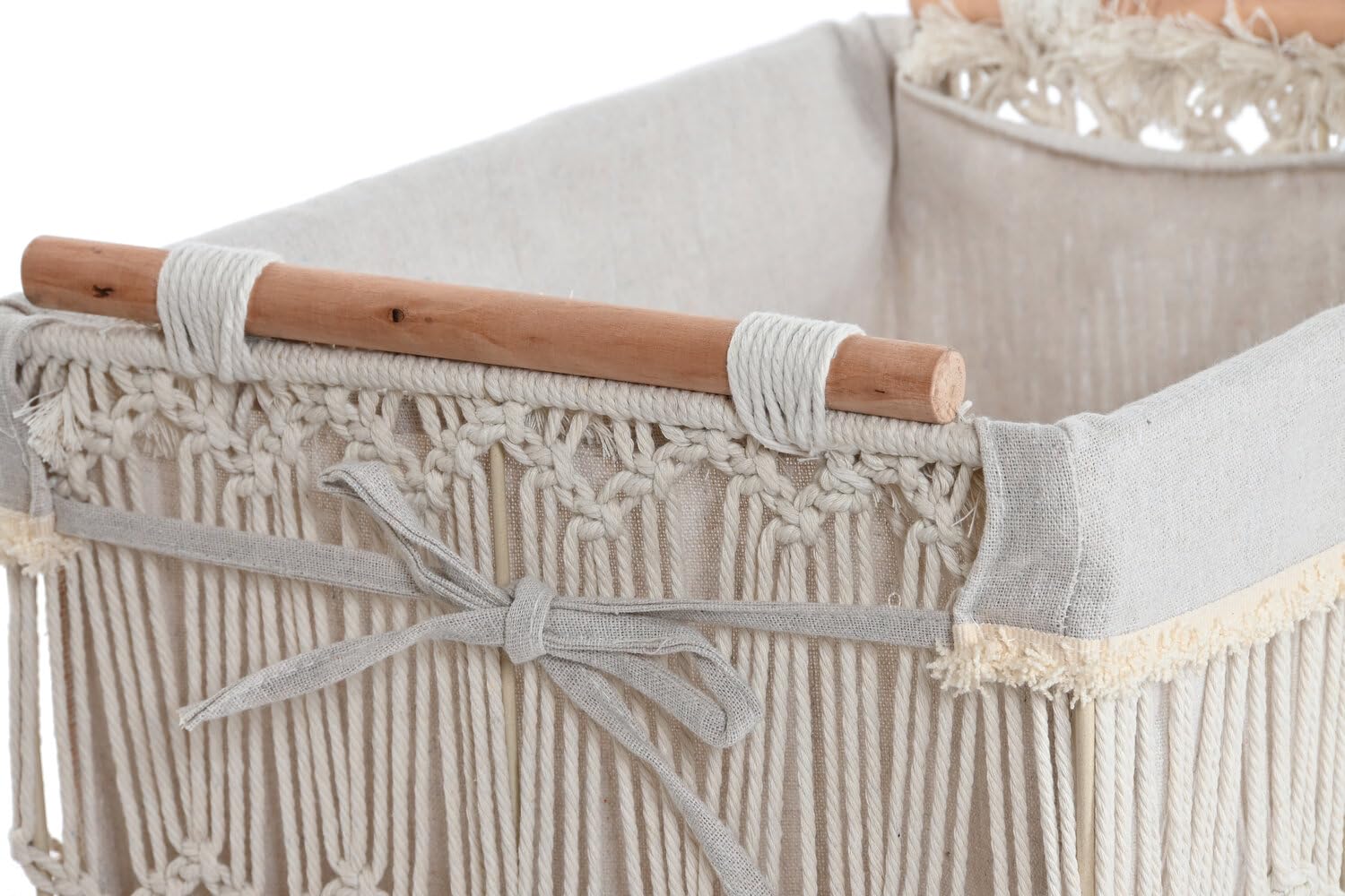 CESTA ROPA SET 5 MACRAME METAL 42X32X51 BLANCO
