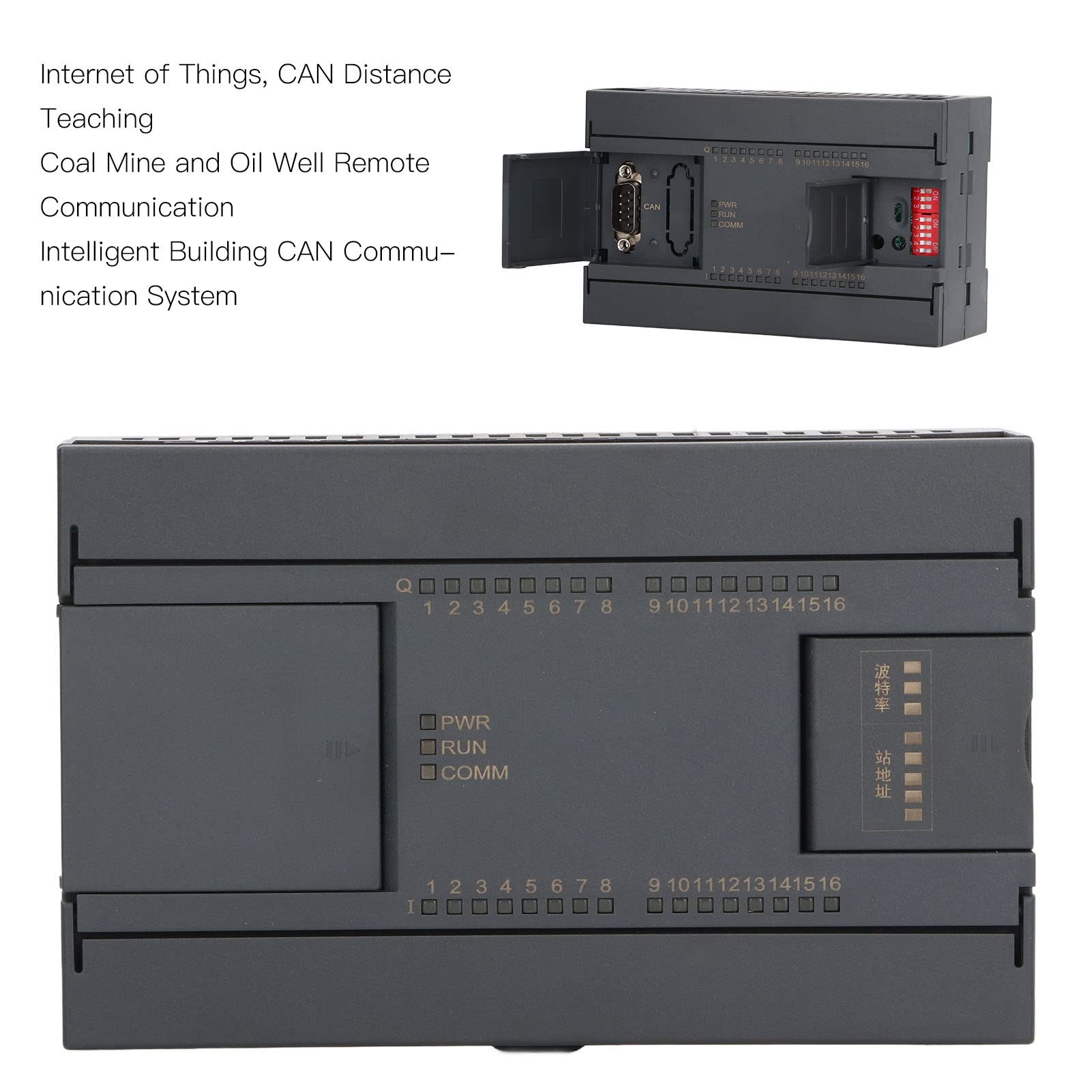 Módulo Controlador Lógico Programable Industrial - Nodo de Control de Adquisición de Señal - Placa de Control PLC con 16 Entradas 16 Salidas, Protocolo Esclavo CANopen y Puerto