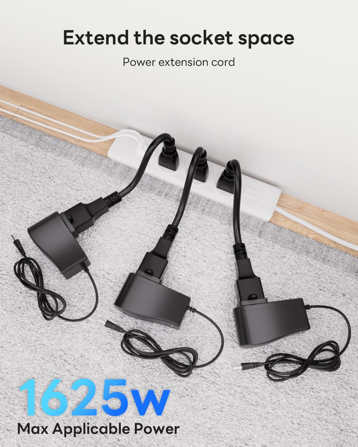 1FT Short 3 Prong Extension Cord - 16/3 16AWG SJTW, 13A 125V 1625W | Indoor Outdoor Weatherproof Heavy Duty for Laptops, Coffee Makers, Office Home Appliances