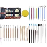 LANGQUN 35pcs Clay Sculpting and Pottery Tools Kit - Air Dry and Polymer Clay Dotting Tools - Ceramic Supplies for Modeling and Shaping - For Kids and Adults