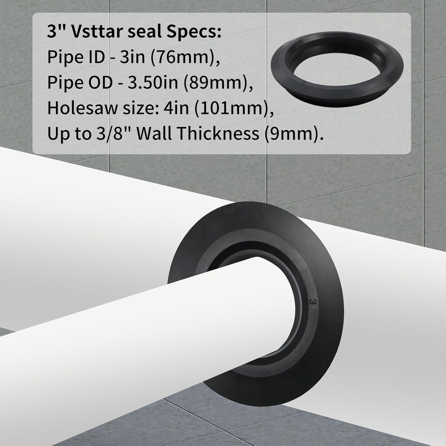 2 Pack 3" Flexible Rubber Tank Adapter (Bulkhead), Flexible Pipe-to-Tank Seal - Tank Adapter for Sealing