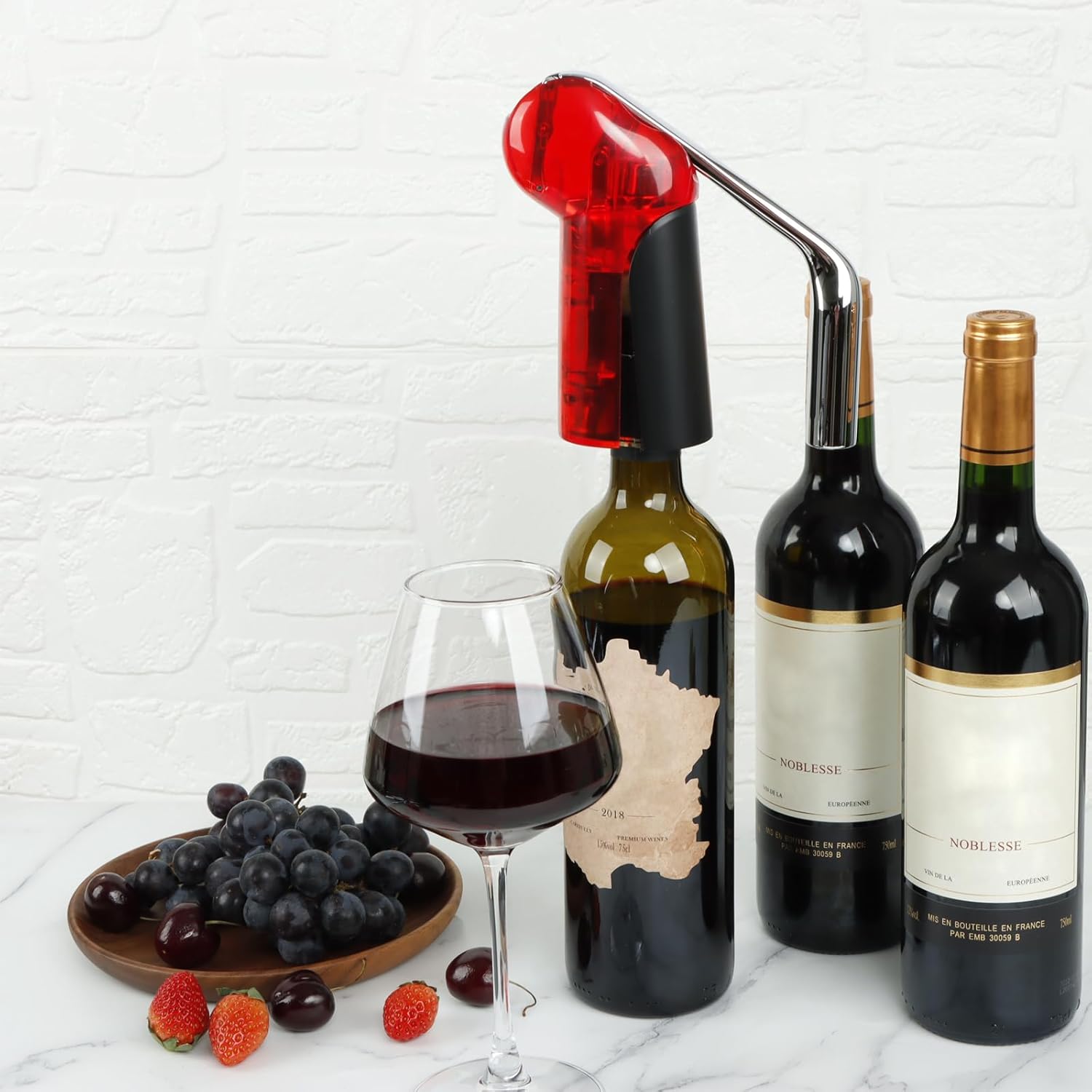 KAYCROWN Wine Bottle Opener - Vertical Lever Corkscrew Wine Opener - Clear and Red, 7.16in * 2.28in * 7.4in