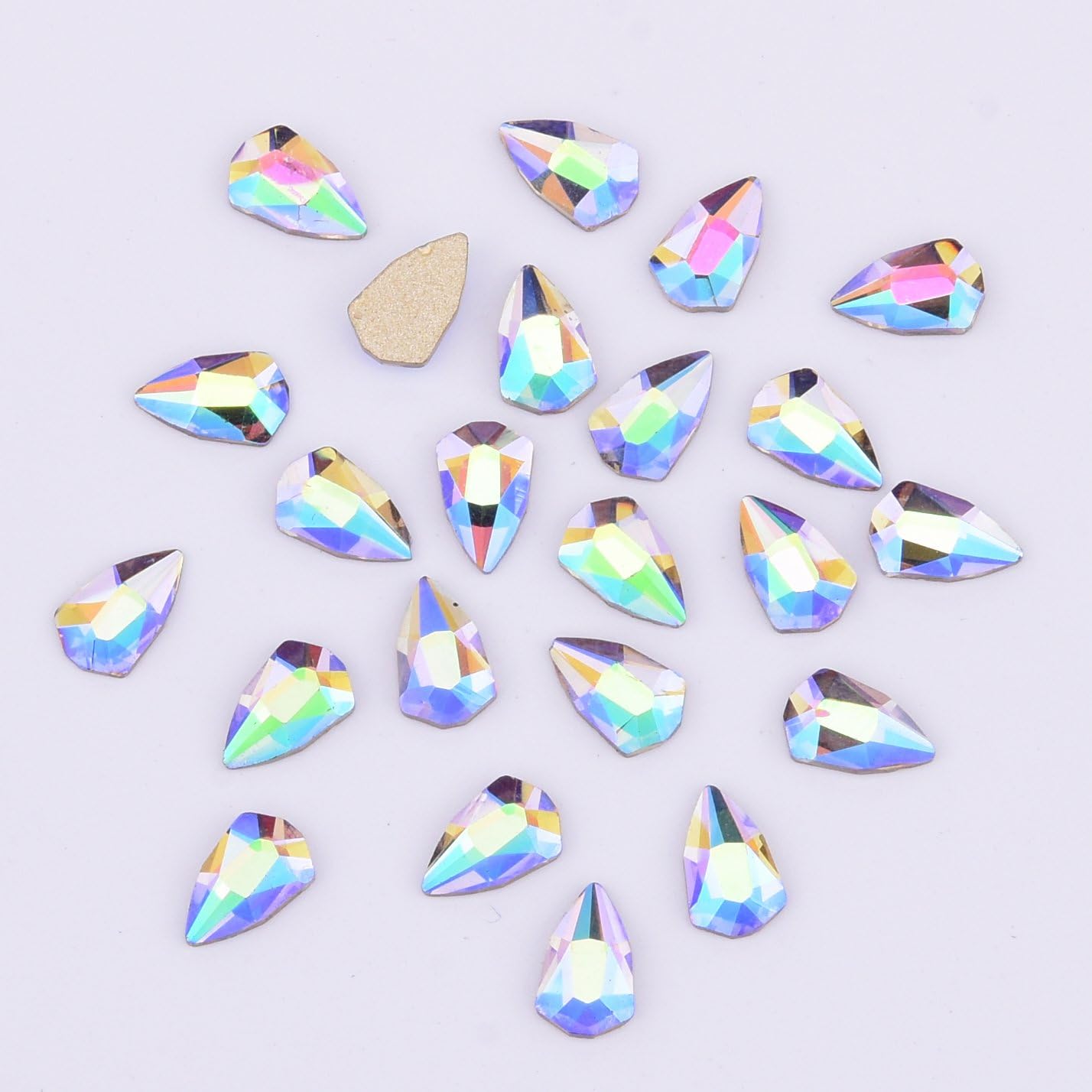 Twinkle Iridescent Flat Back Glass Gems Rhinestones For Girls Women Crafts Nails Art Accessories Tips Decoration Supply Shield Design 30pcs