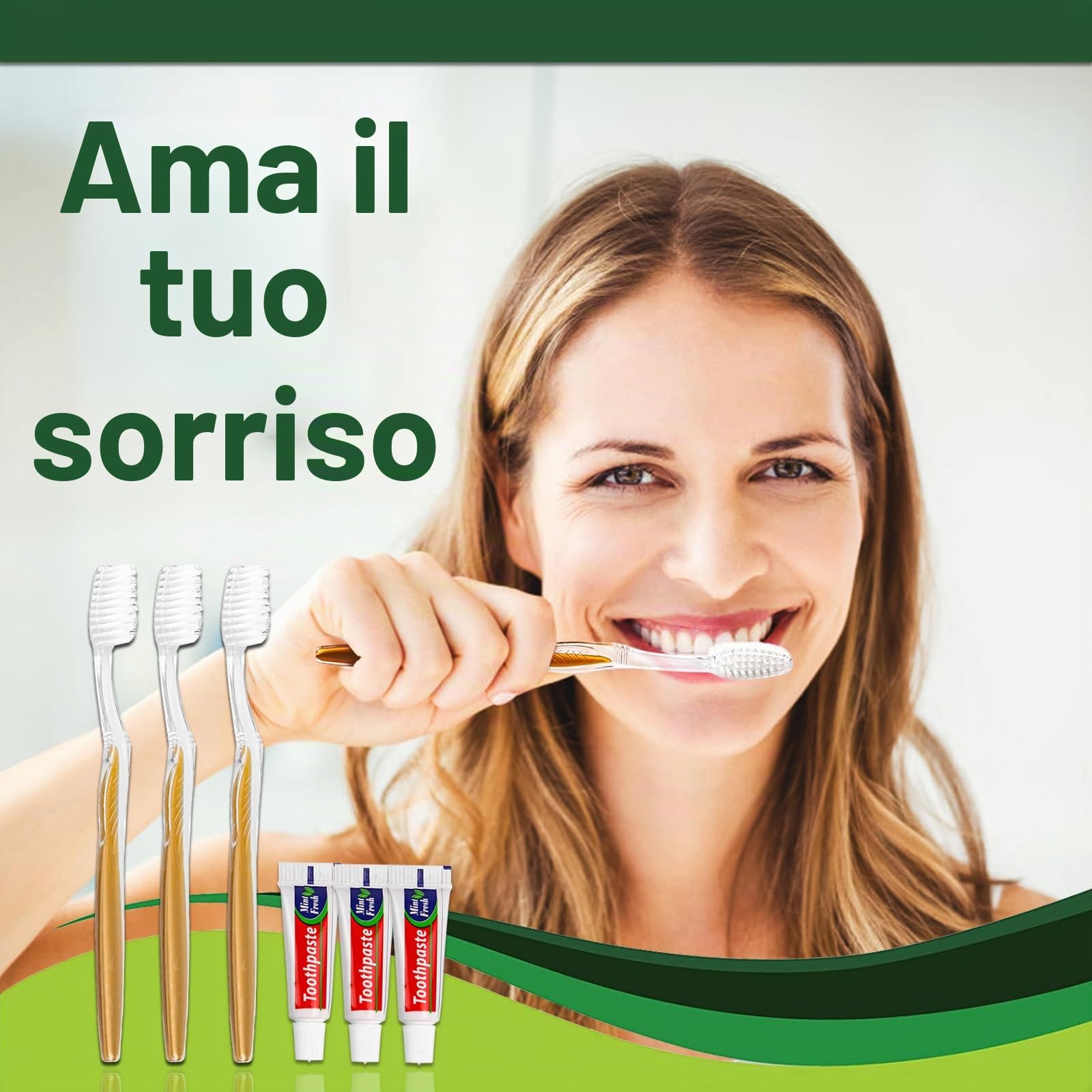 Spazzolino Monouso, 100 Spazzolini Monouso per Dentifricio Confezionati Singolarmente per Attrezzatura da Bagno Dell'hotel, Lavaggio da Campeggio (100 Pezzi)