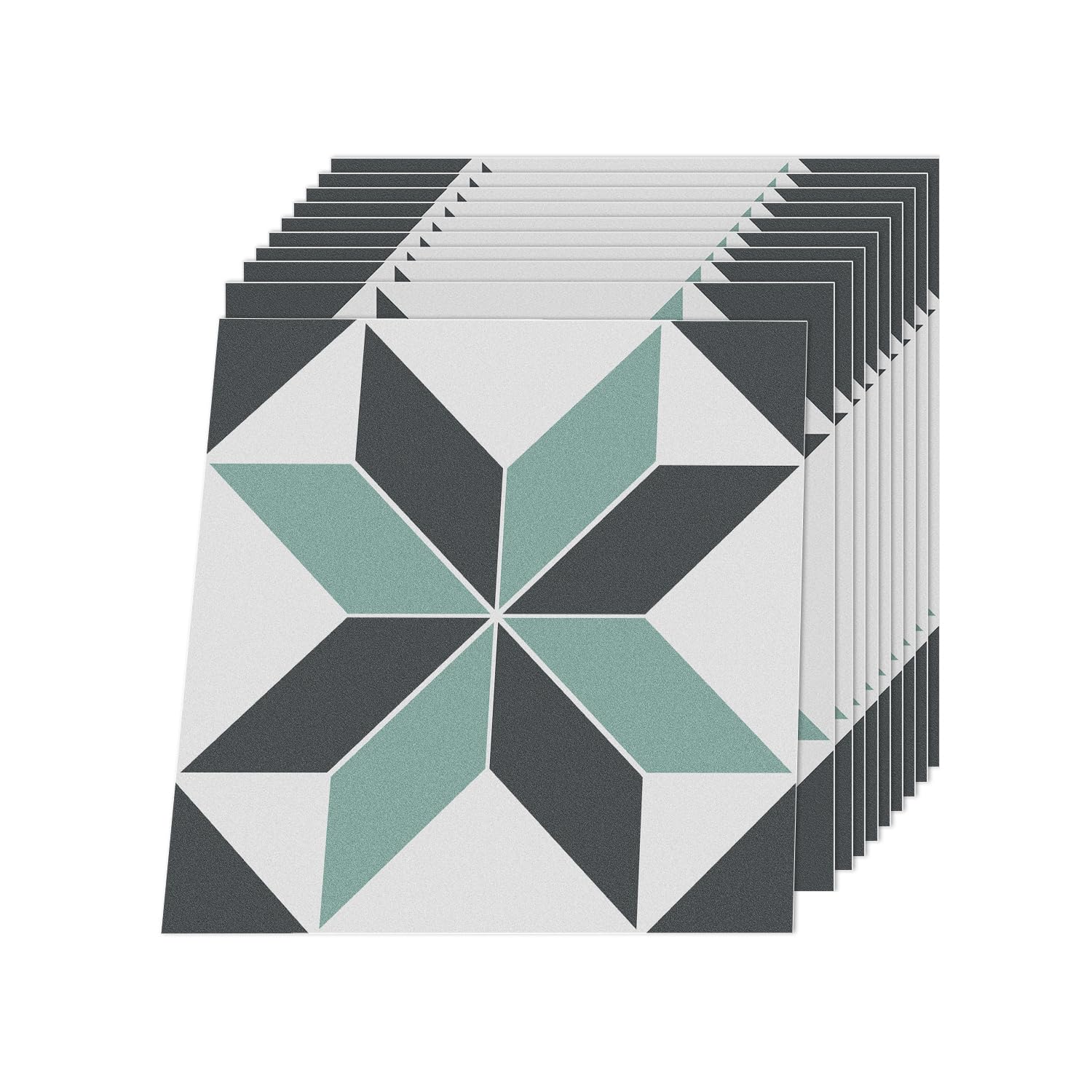 Alwayspon 12 x láminas adhesivas impermeables de vinilo, 30 x 30 cm, negro, blanco y verde, para cocina, salón y baño, PTF88