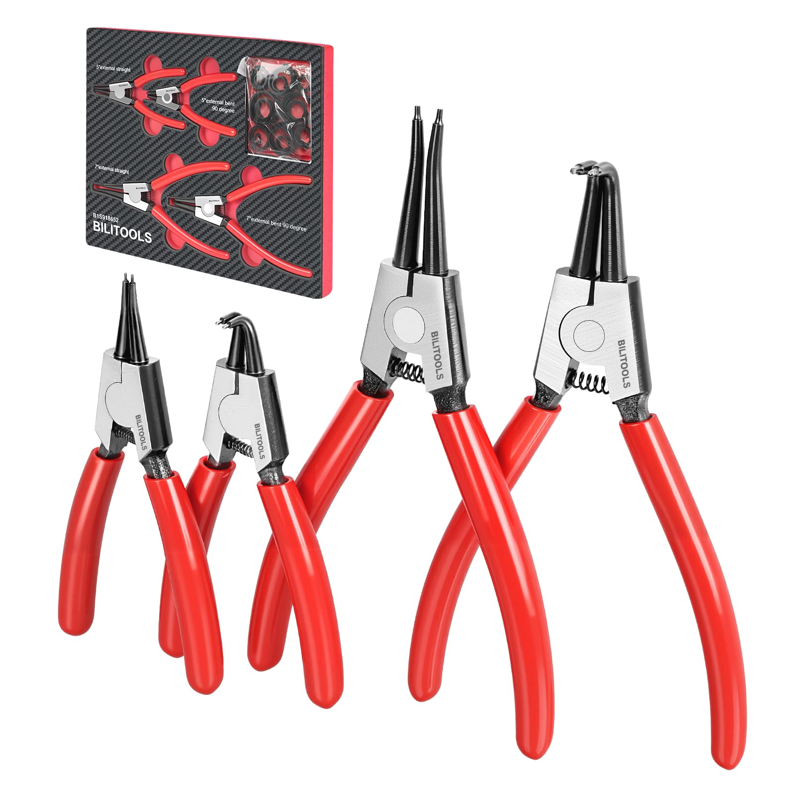 Set di pinze per anelli elastici esterni da 12,7 cm e 17,8 cm