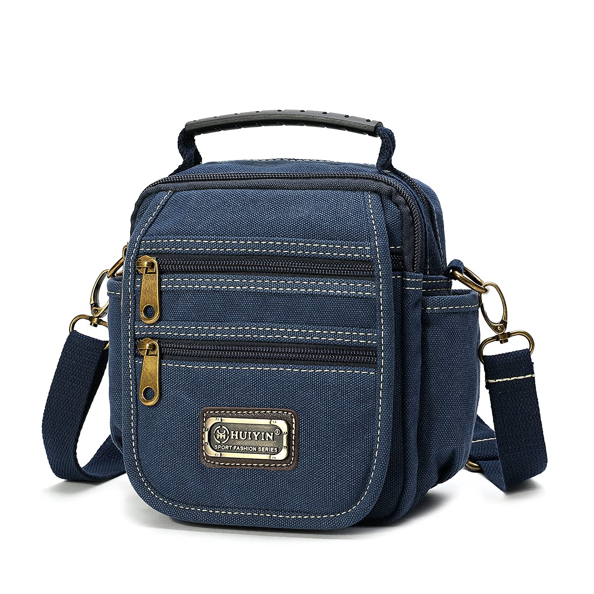 Man Small Canvas Crossbody Phone Purse Bag Mini Messenger Bag Waist Belt Side Bag