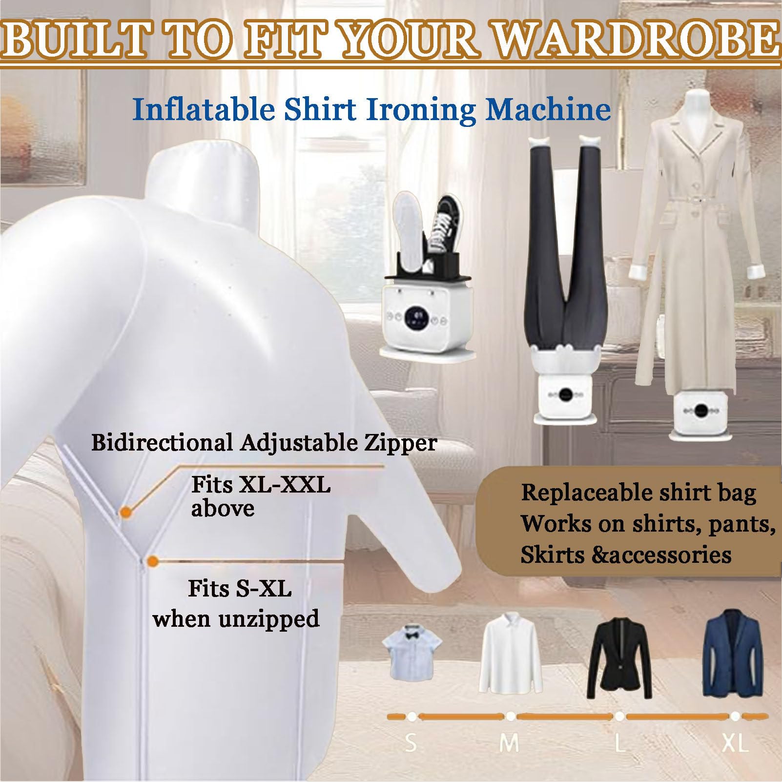 Automatischer Hemdenbügel, Bügelpuppe zum Trocknen und Bügeln von T-Shirts, Blusen, Vertikalbügeleisen, für Hemden, Blusen, T-Shirts, Hosen A