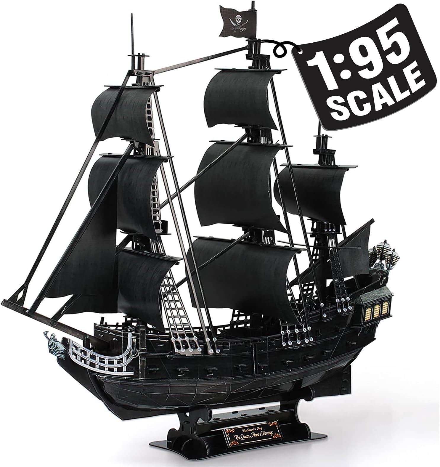 CubicFun 3D Puzzles Large Pirate Ship 26.6" Difficult Watercraft Model Ship Building Kits Toys for Adults and Teens, Queen Anne's Revenge 308 Pieces