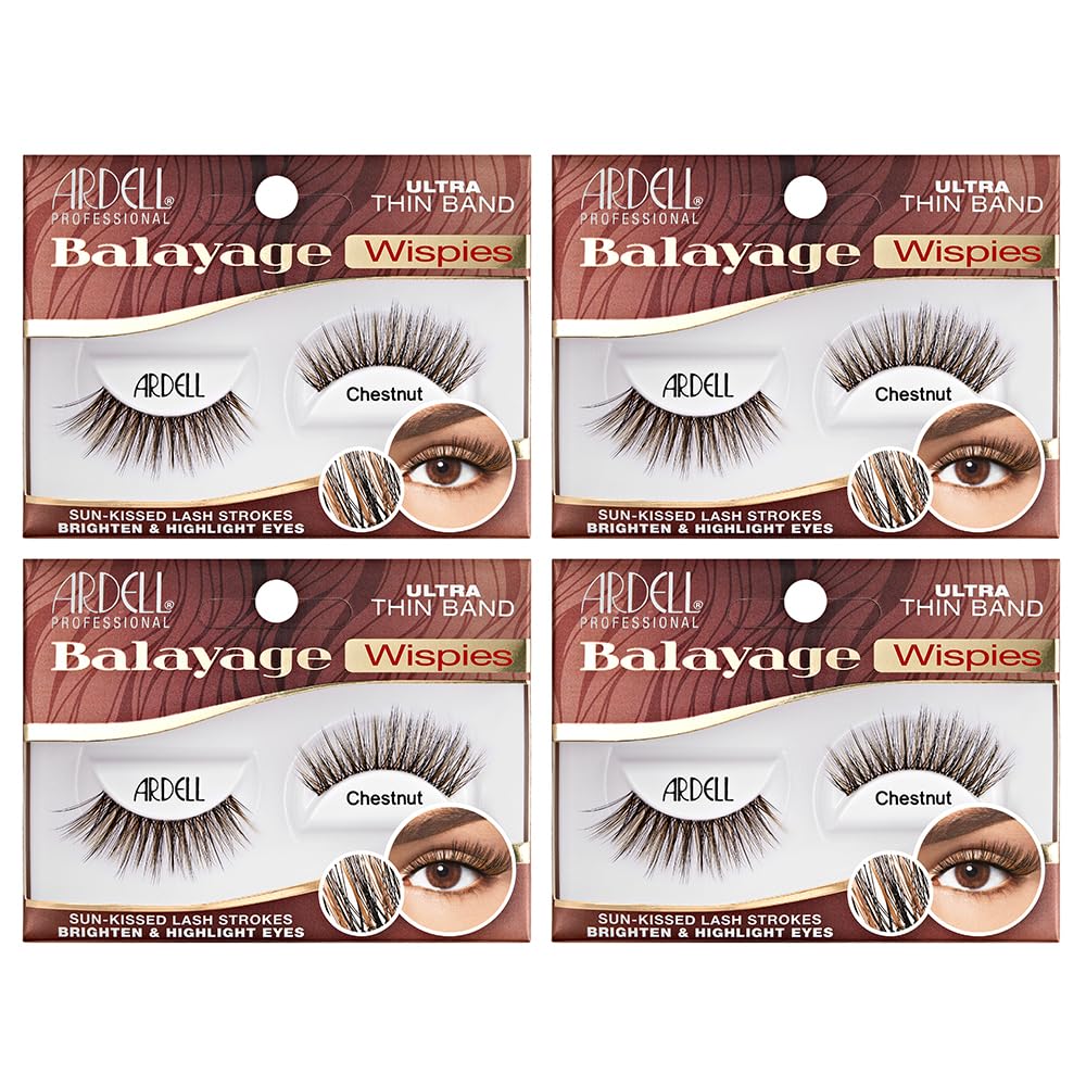 Ardell Balayage Wispies False Eyelashes - Chestnut Ultra Thin Band Natural Wispy Lashes 4 Pack