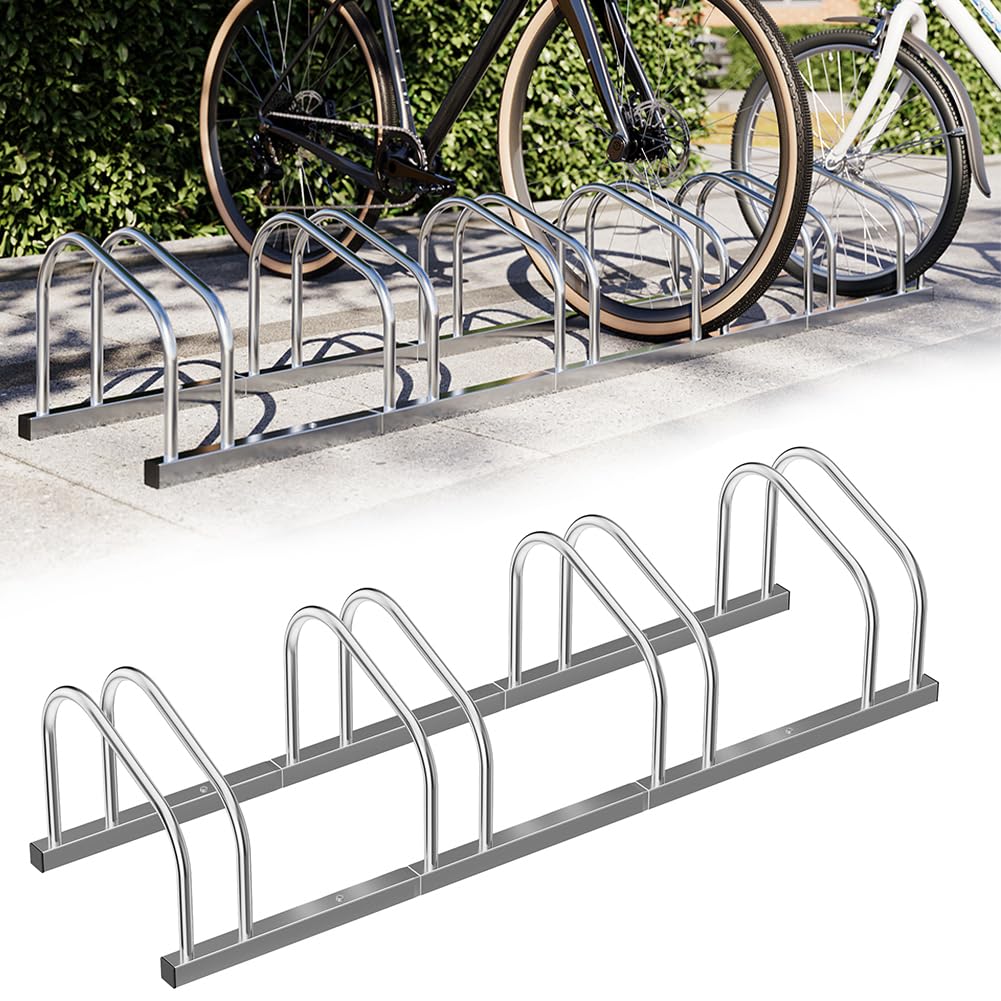 BAKAJI Estante para Bicicletas de Suelo o Pared, Soporte de estacionamiento Exterior para Bicicleta, de Acero, Soporte para Bicicleta con Material de Montaje Incluido
