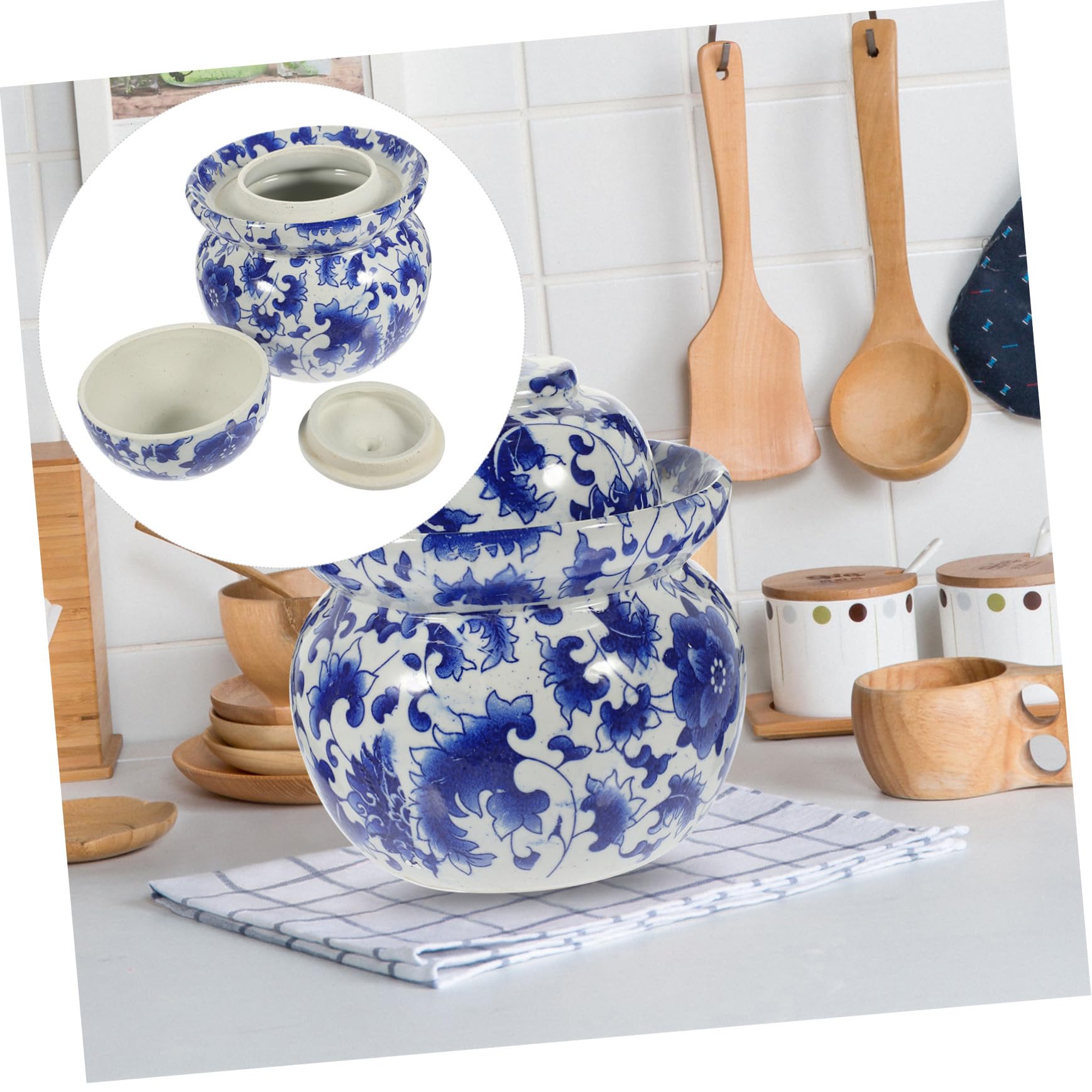 VOSAREA Barattolo Sottaceti Ceramica Sigillato Tradizionale Contenitore Ermetico per Conservazione Sottaceti Verdure Ceramica