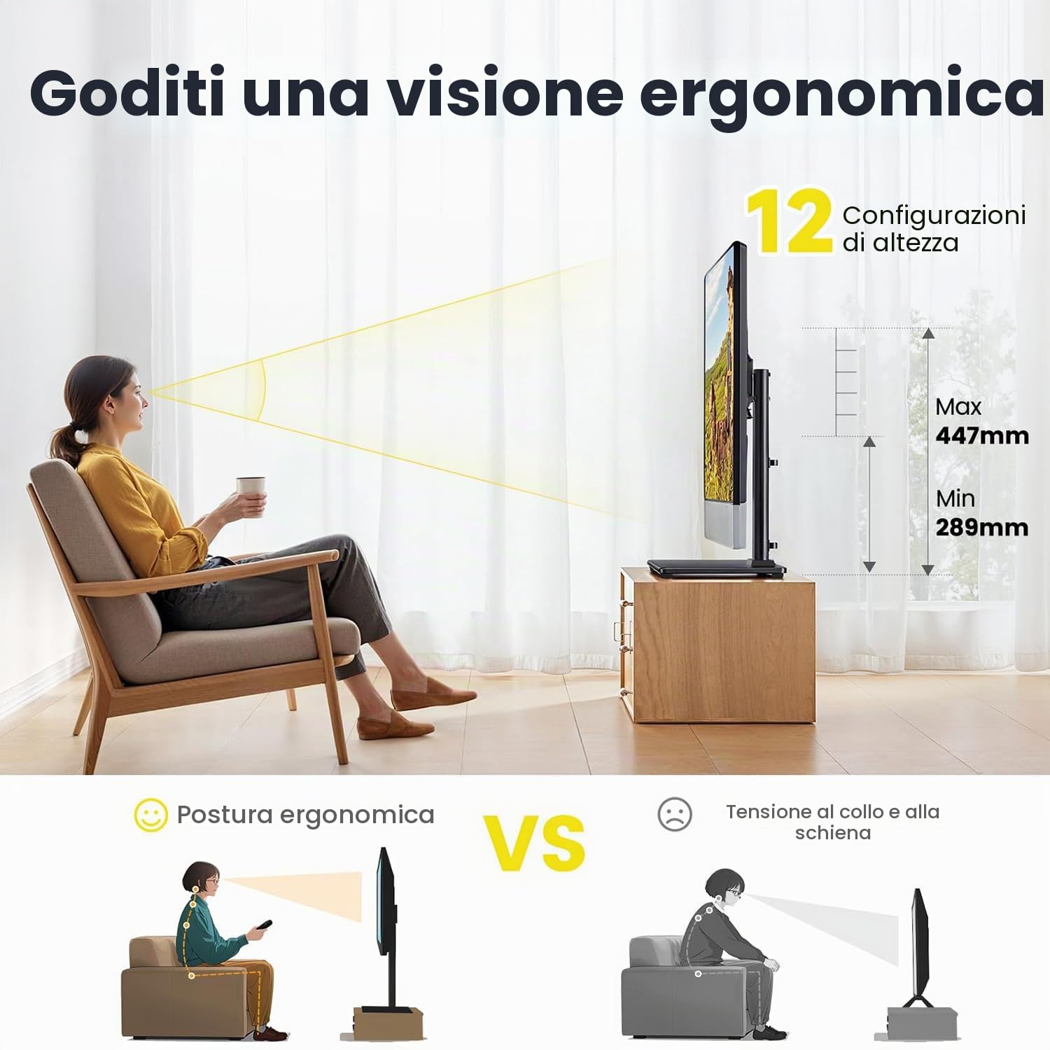 AM alphamount Supporto universale per TV girevole 24-60 pollici VESA 400x400 mm 45kg