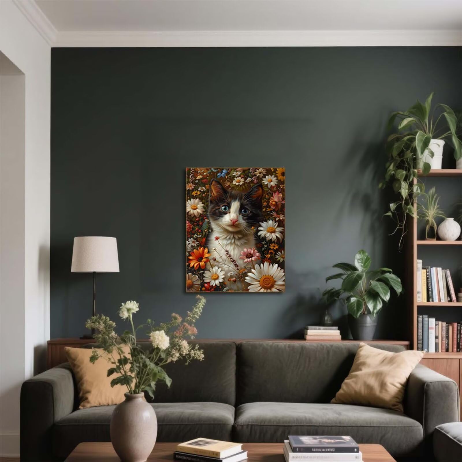 5D Diament Malarstwo Kot Numer dla dorosłych, Diamentowe Malarstwo Dorosły Kwiat, DIY Hobby Kreatywny zestaw do haftowania Dorośli, Numer Malarstwo Rhinestone Zestaw Ścieg krzyżykowy, Boże Narodzenie