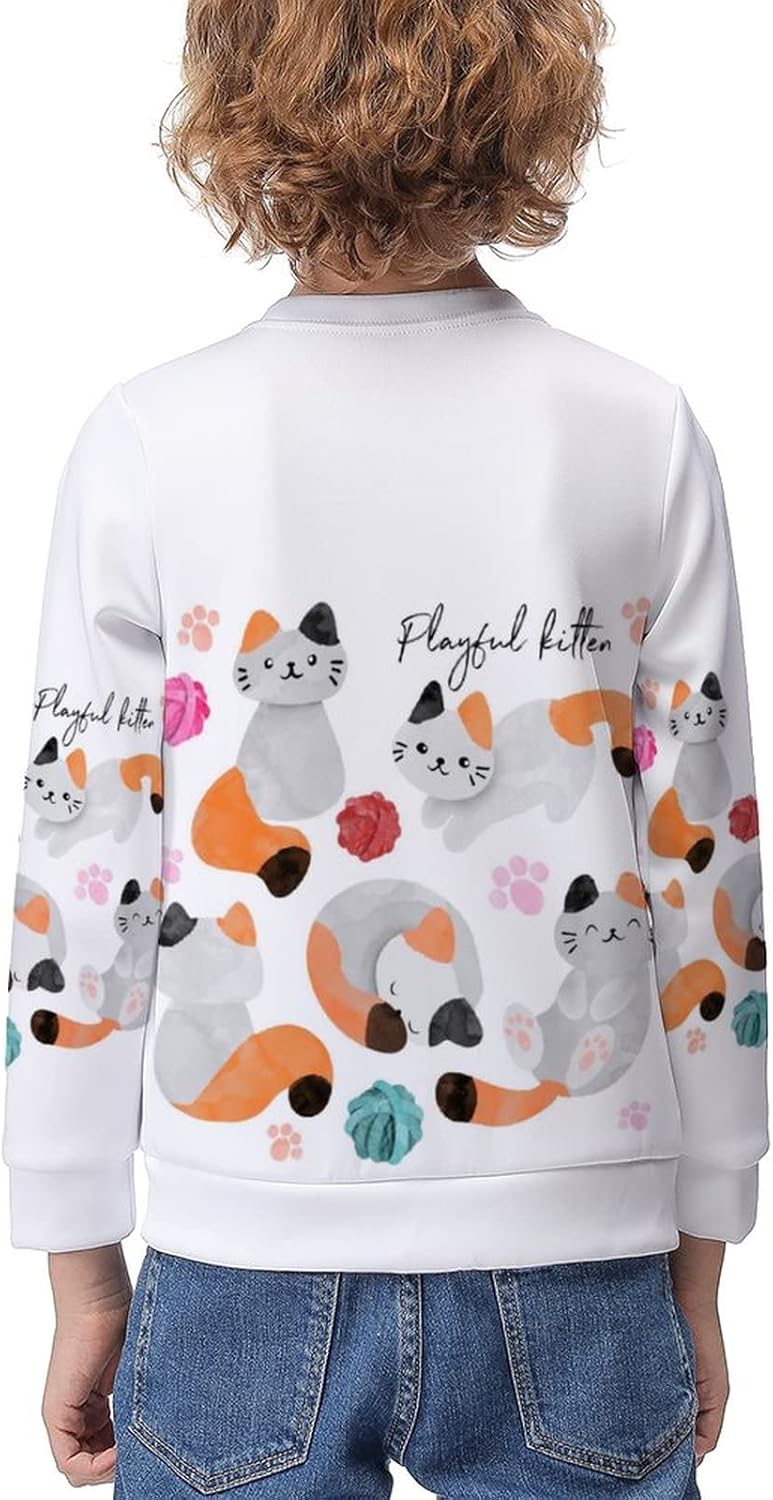 WEEDKEYCAT Watercolor Cats Pullover Sweatshirts Long Sleeve Crewneck T-Shirts Sweater Clothes for Boy Girls Casual : Clothing, Shoes & Jewelry