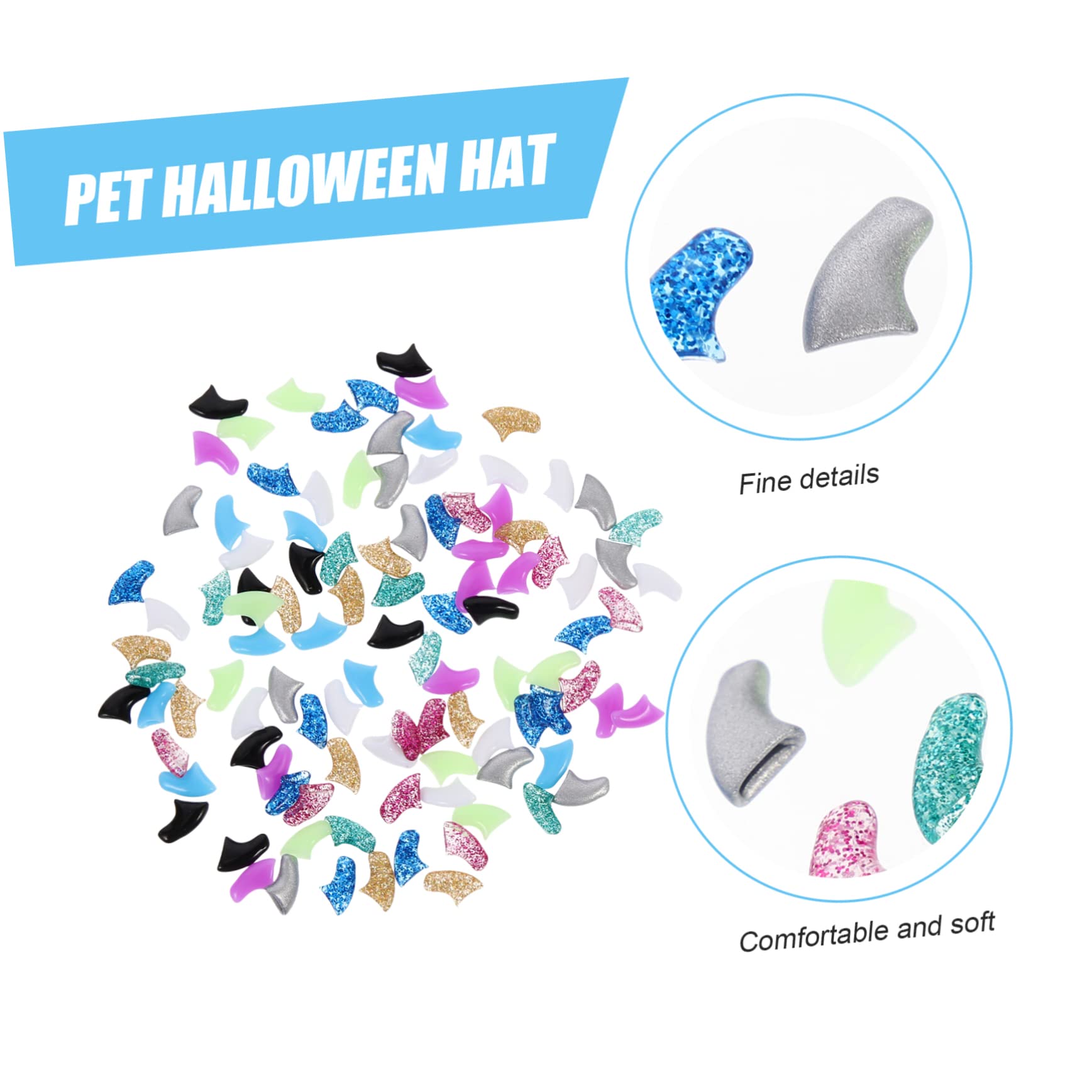 BESPORTBLE 50 Ensembles Kit D'Ongles De Chat Capuchons D'Ongles Griffes De Chat avec De La Colle Couvre-Ongles De Chat Couvre-Ongles De Chat Colle pour Ongles Accrocs De Chaton Couvre-Ongles