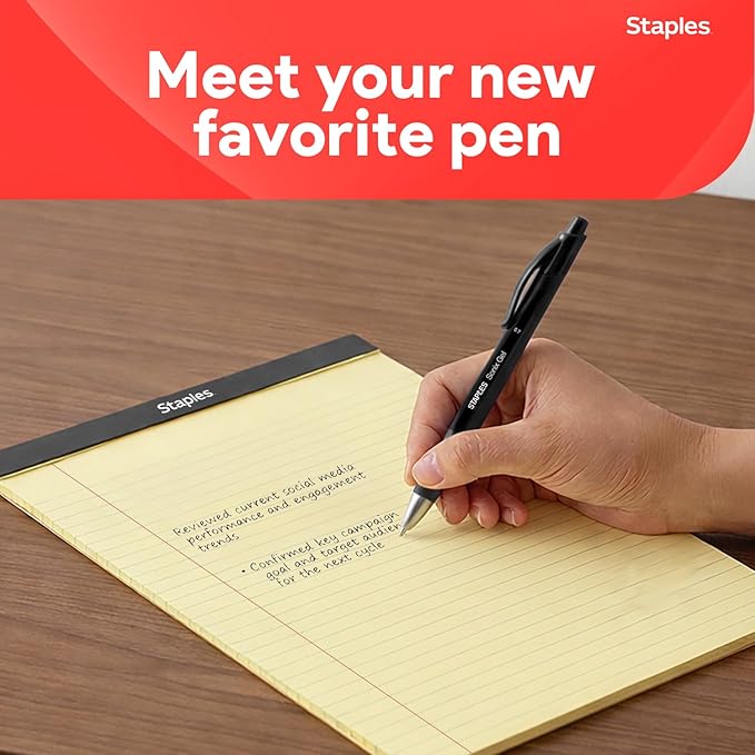 Bolígrafos de Gel Retráctiles STAPLES Sonix Punta Mediana 0.7mm Tinta Negra Pack de 12 miniatura 8