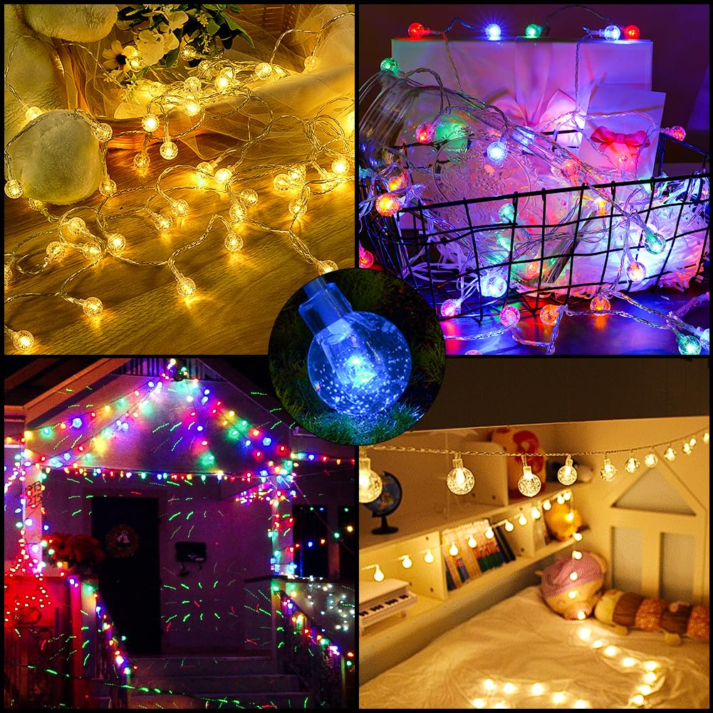 AUAUY Catena Luminosa Esterno, 10M 100LED Luci per Giardino a Batteria 8 Modalità con Telecomando, Stringa Natalizie, per Matrimonio Compleanno Festa Fecorazione Interna ed Esterna (Bianco Caldo