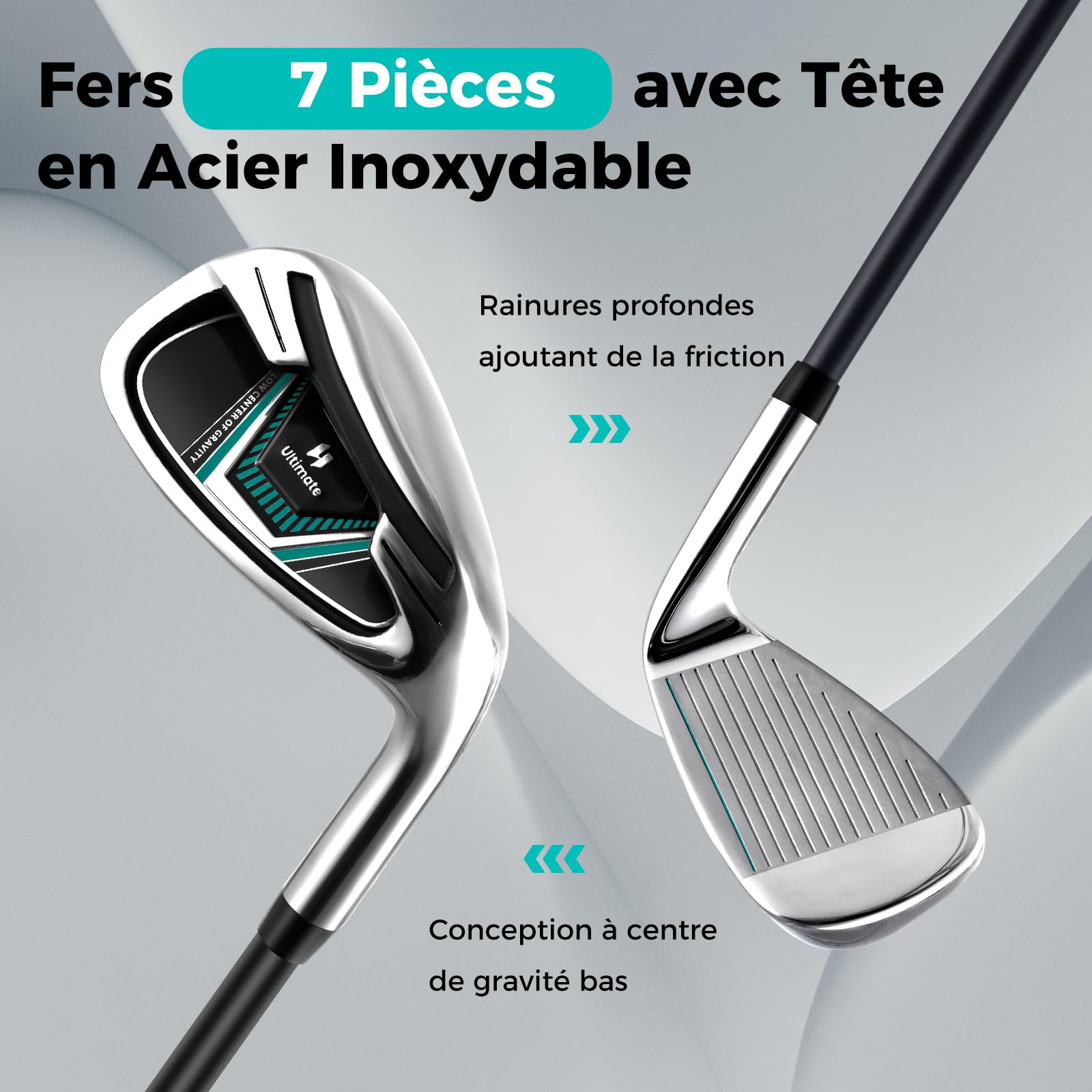 GYMAX Ensemble Complet de Clubs de Golf pour Hommes Droitier, Comprenant Driver #1 460CC, Fairway #3, Hybride #5, Fers #5, #6, #7, #8, #9, #P, #S, Putter, 3 Couvre-Golf et Sac de Golf