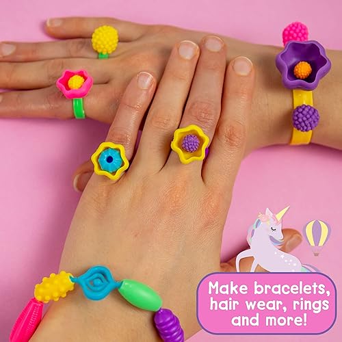 Miniatura 4 de Just My Style Make & Believe Unicorn Pop - Juego de cuentas para niñas, más de 500 cuentas que se unen, juego de joyería, ideal para viajes y