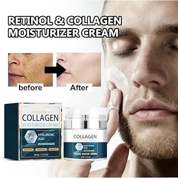 Collagen Face Smoothing Moisturizer for Men, Anti Aging & Wrinkle Reduction, Moisturizing After Shave Lotion, Face Skin Care, Day & Night Moisturizer, Moisturizer & Cream, Matsuyama Oil & Lotion