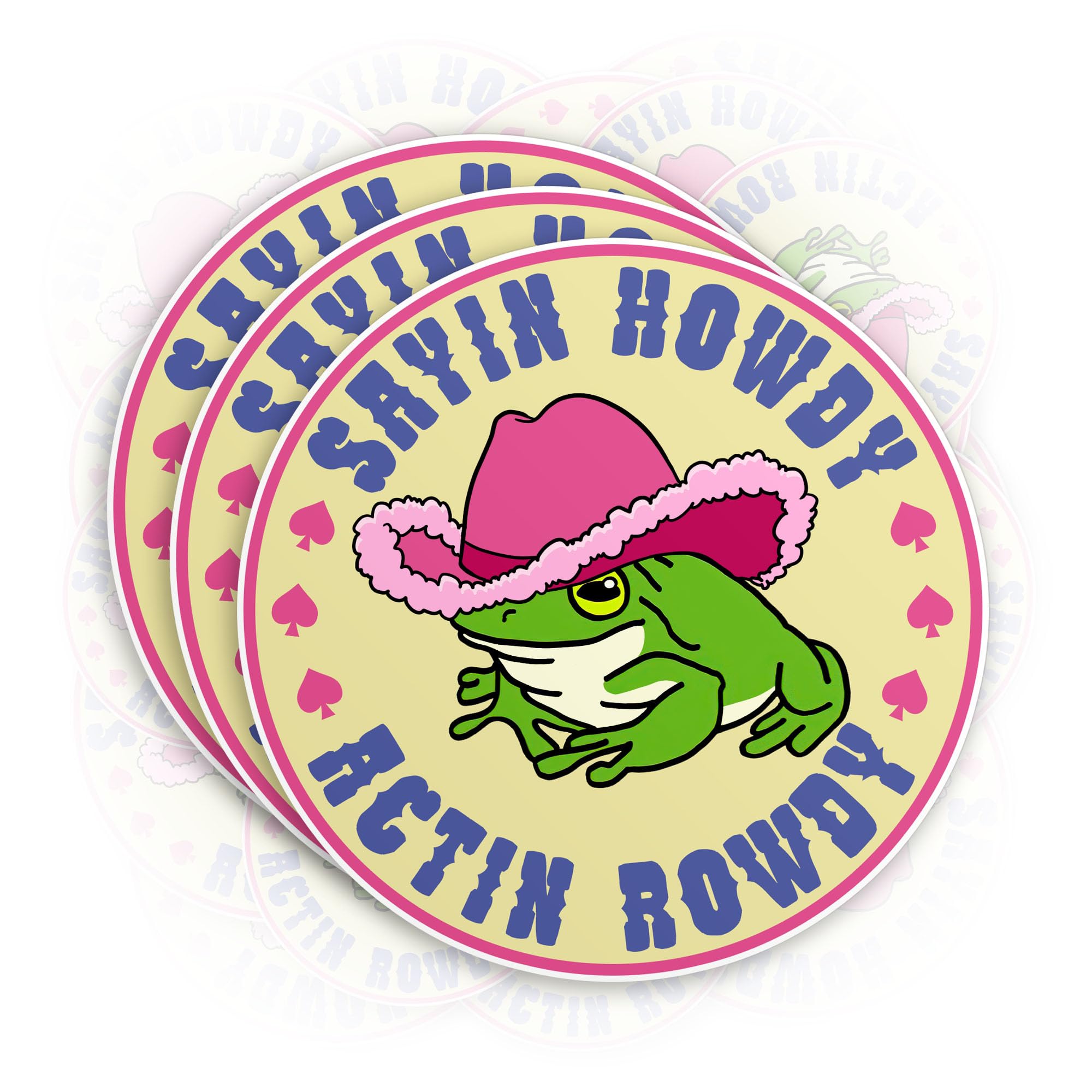 (3Pcs) Sayin Howdy Actin Rowdy Frog Stickers, Funny Cowboy Frog Sticker Cowgirl Country Western 2" Die-Cut Waterproof Vinyl Sticker for Laptop Water