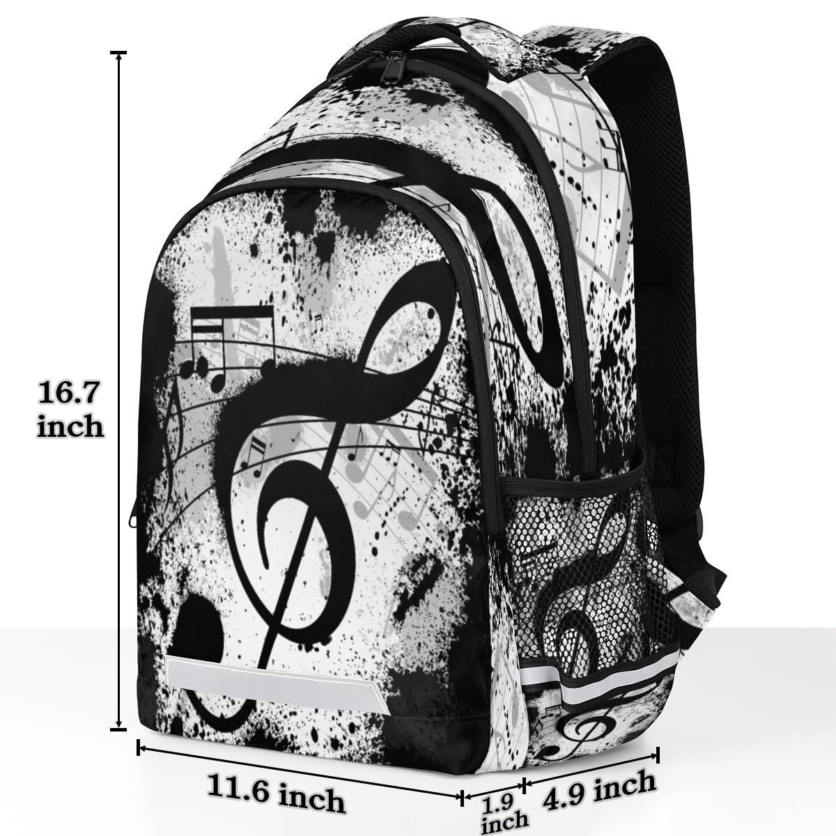 TropicalLife Noten-Rucksack für Kinder, Mädchen, Jungen, Herren, Damen, Schwarz, Musiknoten, Multifunktions-Rucksack, Schule, Büchertasche, 20 l, Laptop-Tasche, Reisen, lässiger Tagesrucksack, farbig,