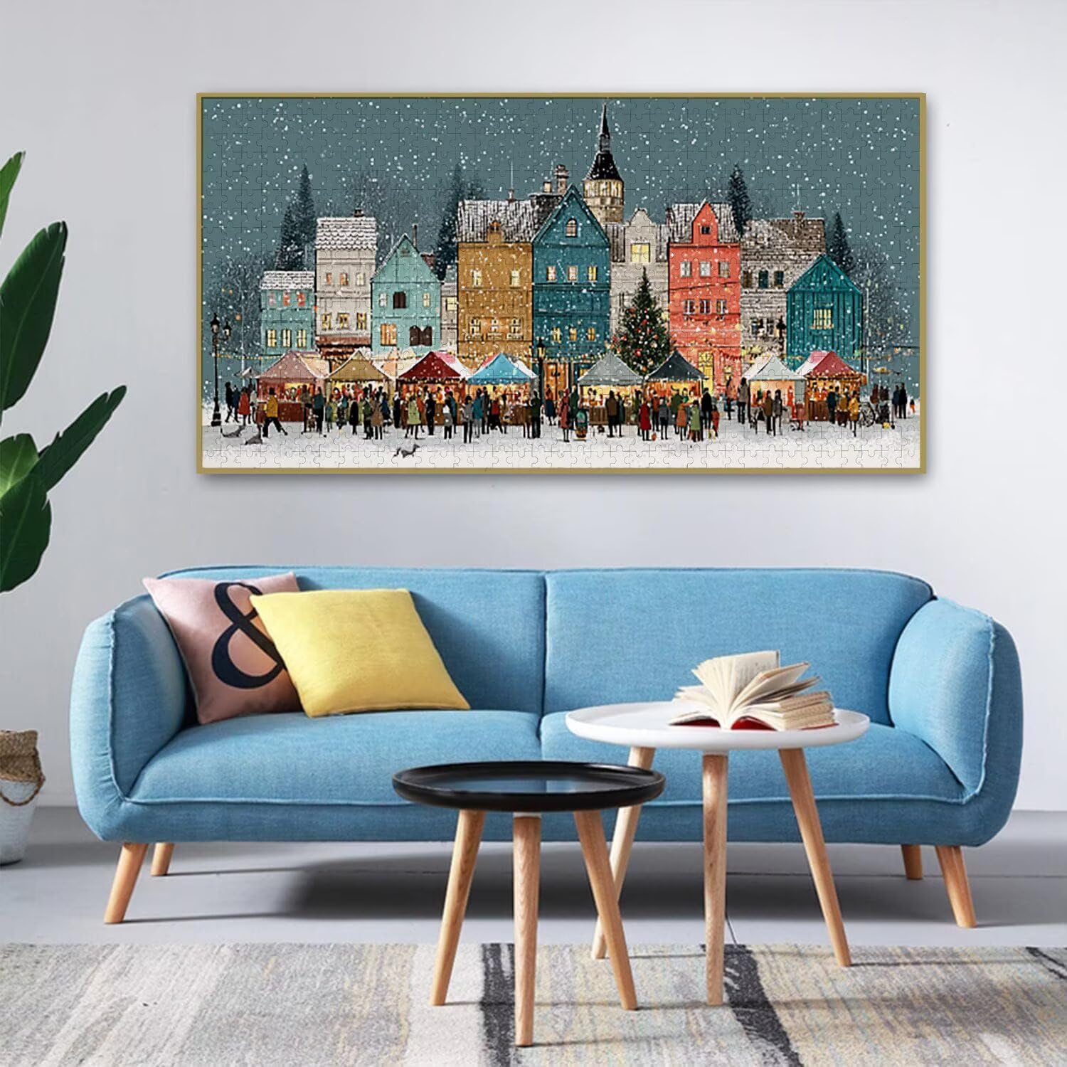 Puzzle dla dorosłych 1692 elementy, Świąteczny widok ulicy Puzzle, trudne, wymagające, puzzle idealnie pasują, napis na plecach, prezent dla seniorów (179x31cm) v-854