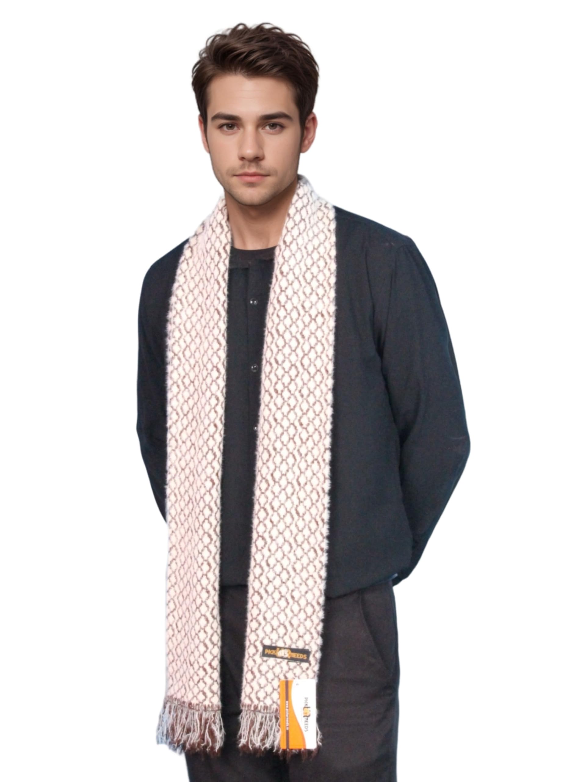Soft Warm Woolen Premium Winter Muffler for Men Scarf with Stylish Check Pattern Long & Comfortable Cold Weather Neck Wrap-image-11