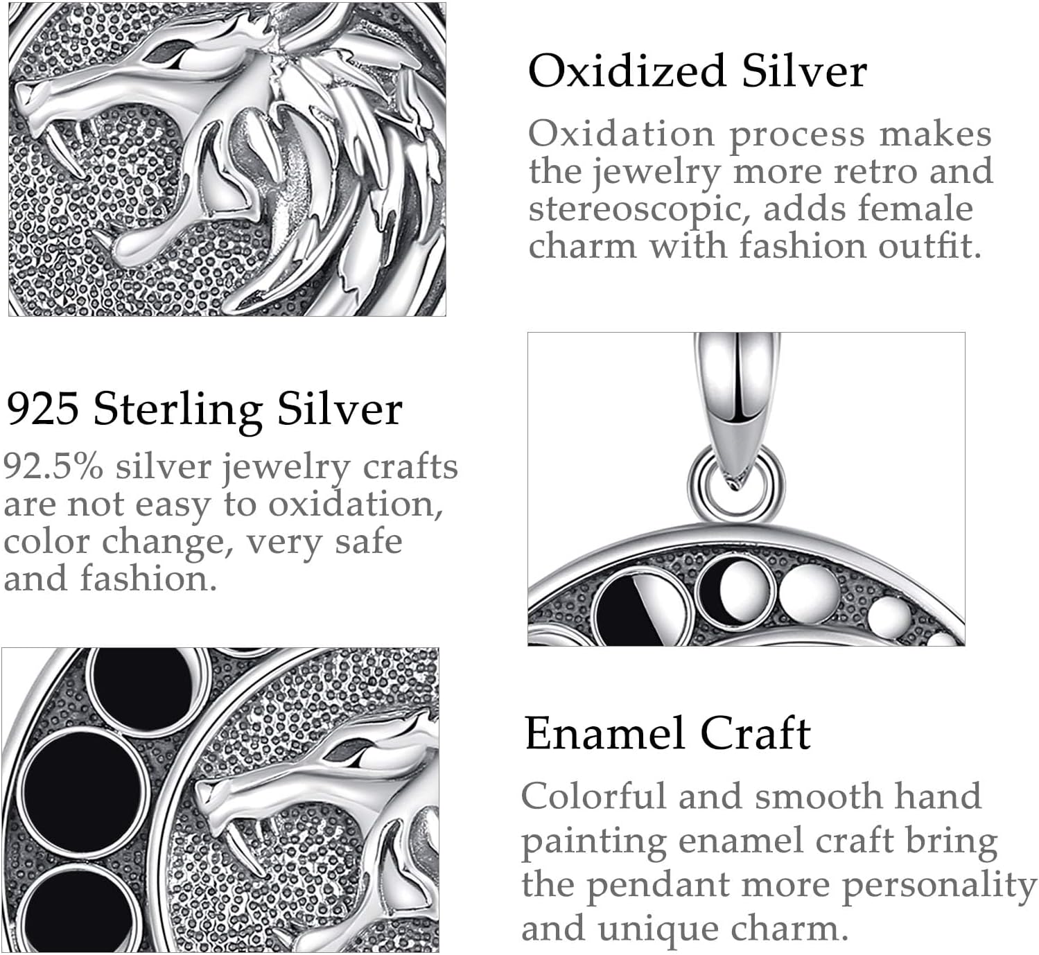 CELESTIA 925 Sterling Silver Viking Necklaces for Men Women Thors Hammer/Viking Wolf/Viking Runes/Yggdrasil