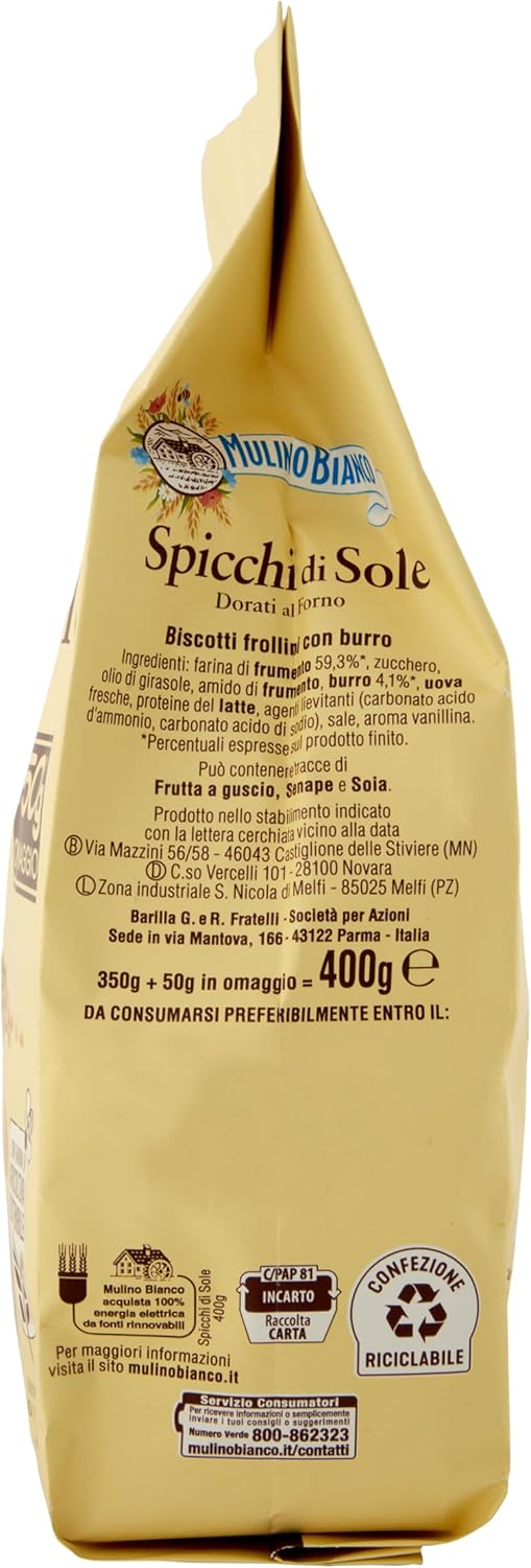 Mulino Bianco Biscotti Frollini Spicchi di Sole, Senza Olio di Palma, 400 g - Immagine 4