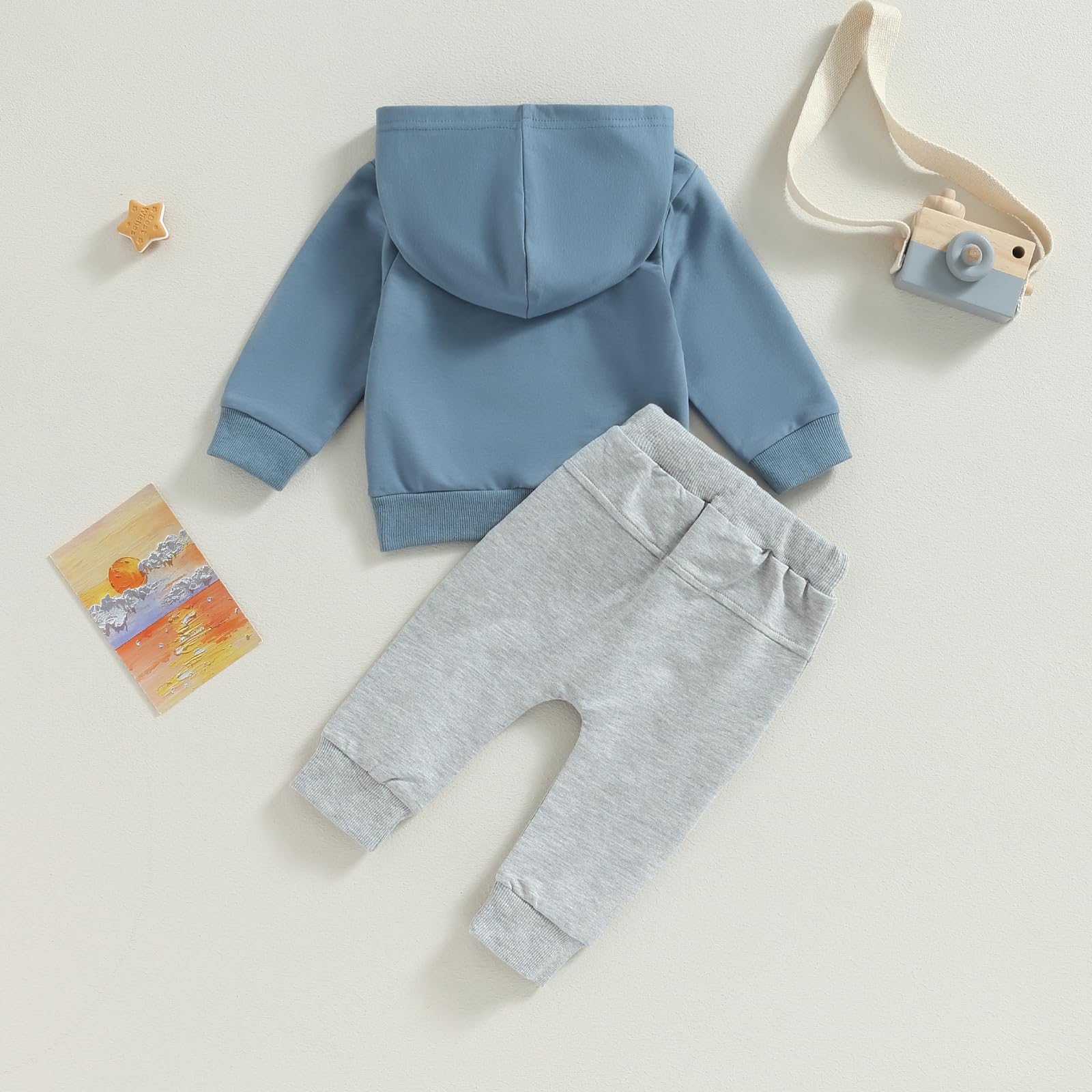 Geagodelia Baby Jungen Kleidung Outfit Babykleidung Set Langarm Kapuzenpullover Top + Hose Neugeborene Weiche Babyset Zweiteiler Patchwork