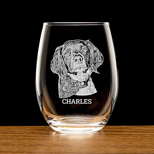 Miniatura 3 de Copa de vino sin tallo con foto de perro grabada personalizada, regalo personalizado para amantes de los perros, recuerdo conmemorativo de mascotas,