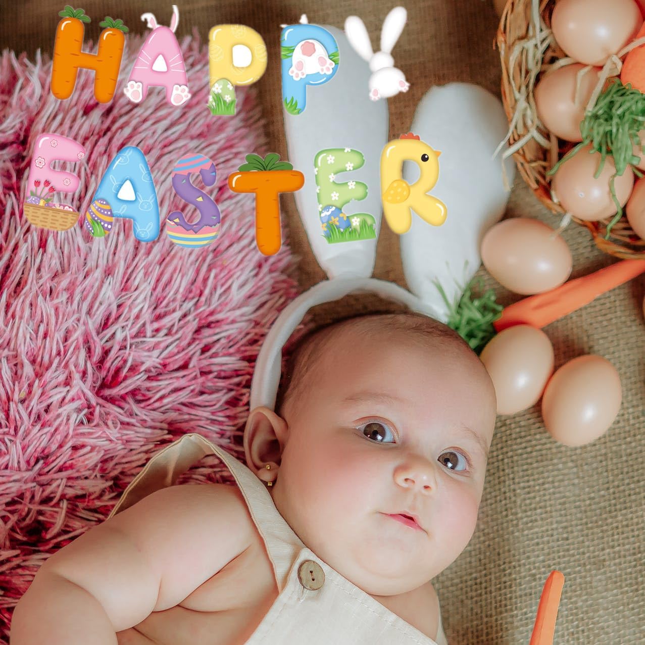 23 Pieces Happy Easter Decorations Set, Easter Party Supplies with Happy Easter Banner, Easter Hanging Banner Pack, Large Easter Balloons for Indoor Outdoor Kids Easter Day Party.