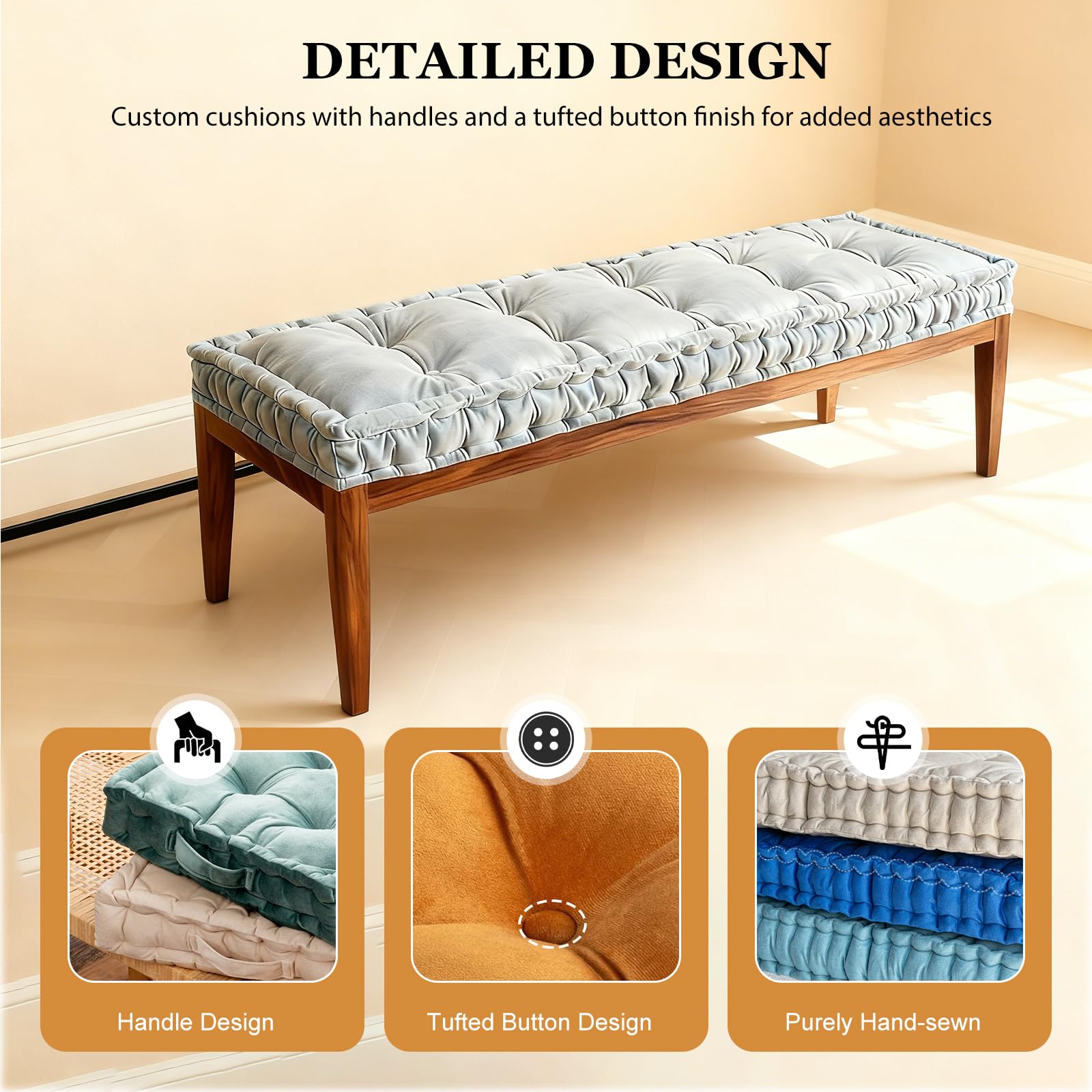 Küchenbankkissen 100x40cm Sitzpolster für Innenmöbel Sitzkissen mit Griff Eckge Bequeme ge für Esszimmer Stilvolles Sitzkissen für Couch