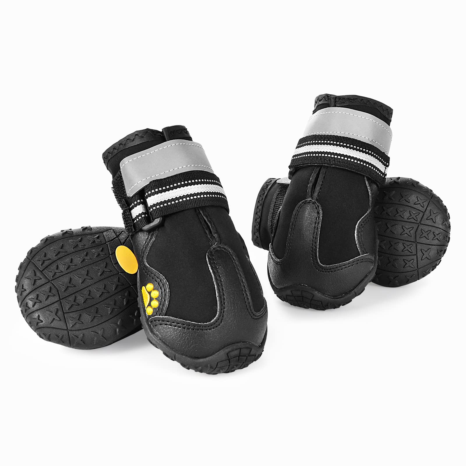 4 Pièces Chaussures de Chien Bottes Chien, Chaussure Chien Imperméables avec Sangles Réfléchissantes et Semelle Antidérapante pour Moyen Grand Chien (5#)